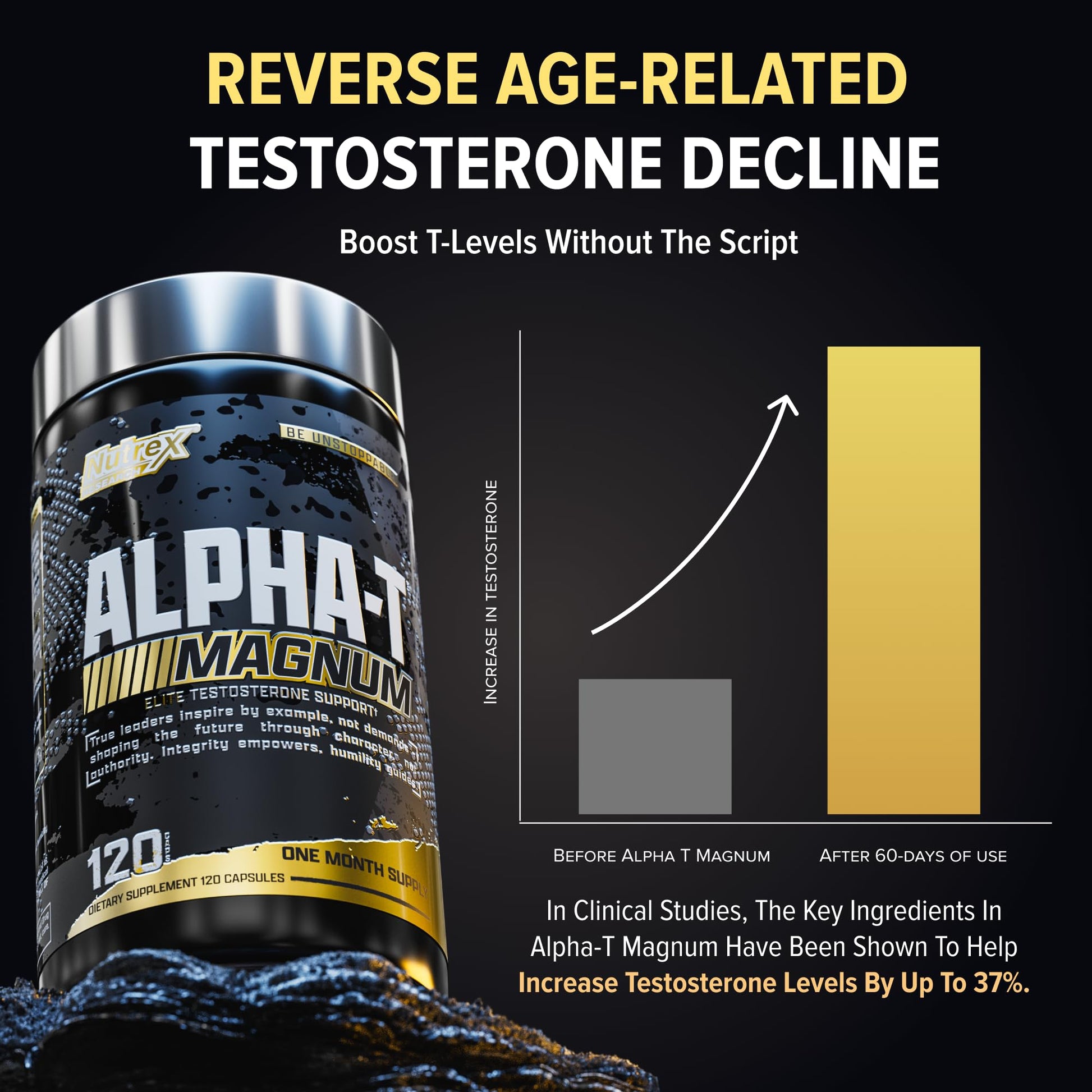 Nutrex Research Alpha-T Magnum Testosterone Support for Men | Anabolic Supplement with Tongkat Ali, Fadogia Agrestis, Shilajit and Ashwagandha | Muscle Builder for Strength, Growth & Hormone Balance Nutrex Research uk supplements