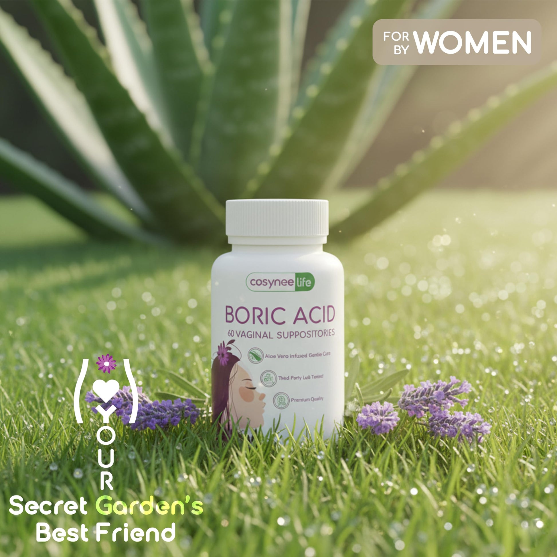 cosynee Boric Acid Capsules for Women with Aloe Vera – 60 Capsules, 650mg Each – Feminine Hygiene Support cosynee uk supplements