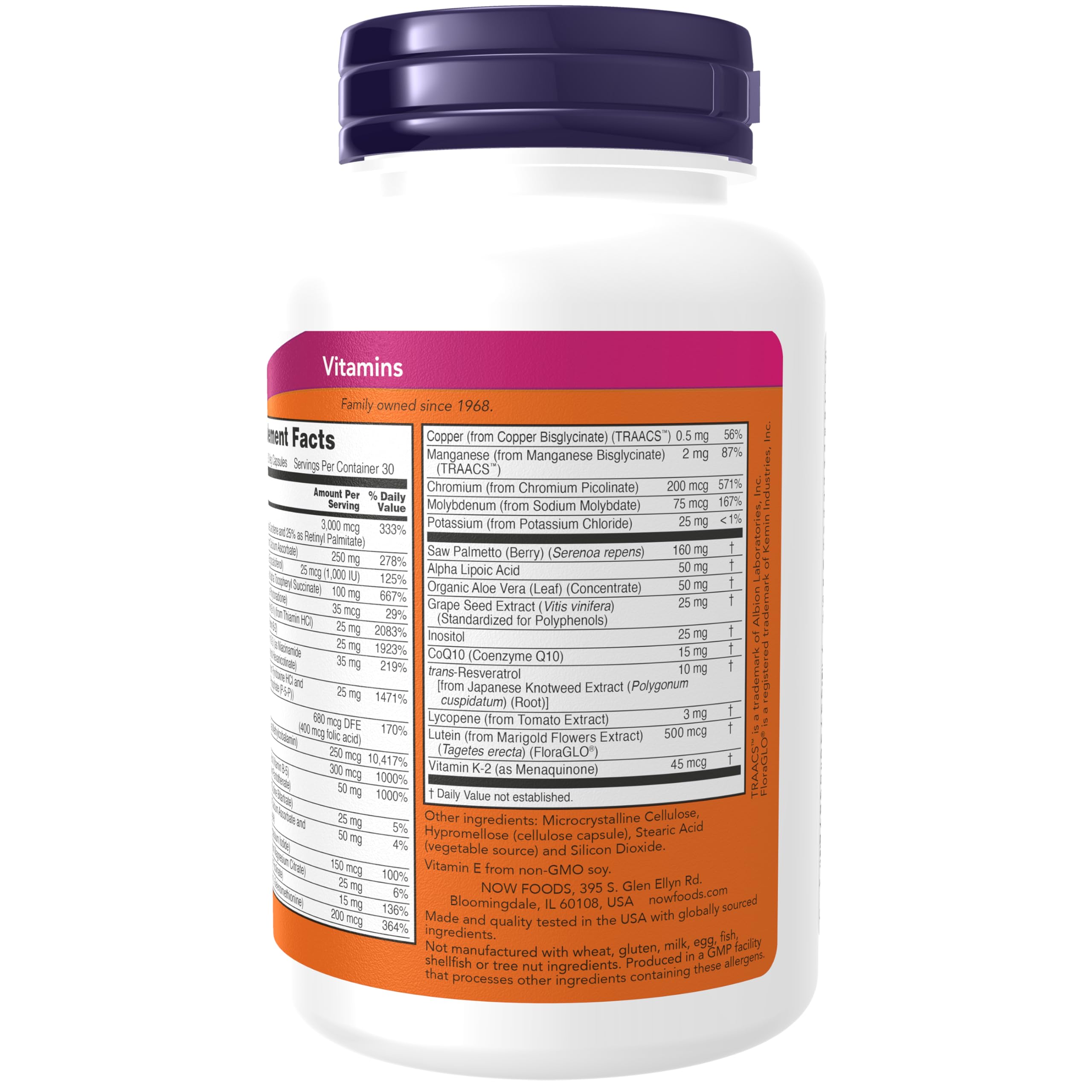 NOW Foods Supplements, ADAM™ Men's Multivitamin with Saw Palmetto, Lycopene, Alpha Lipoic Acid and CoQ10 NOW Foods uk supplements
