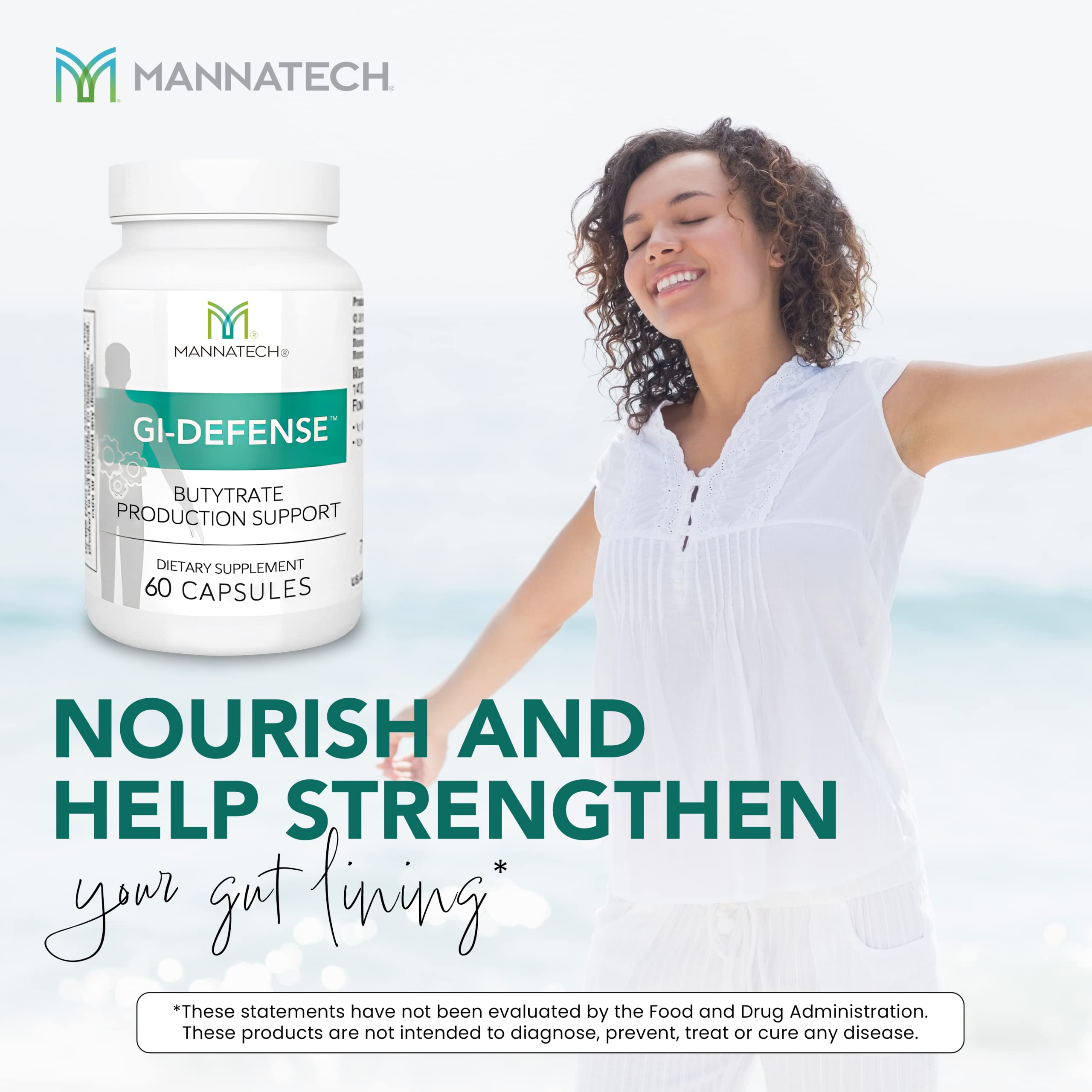 Mannatech Butyrate Supplement - Supports Gut Barrier Function, Intestinal Health, and Digestive Comfort - Promotes Short Chain Fatty Acid Production, Immune Support Supplement GI-Defense 60 Capsules Mannatech uk supplements