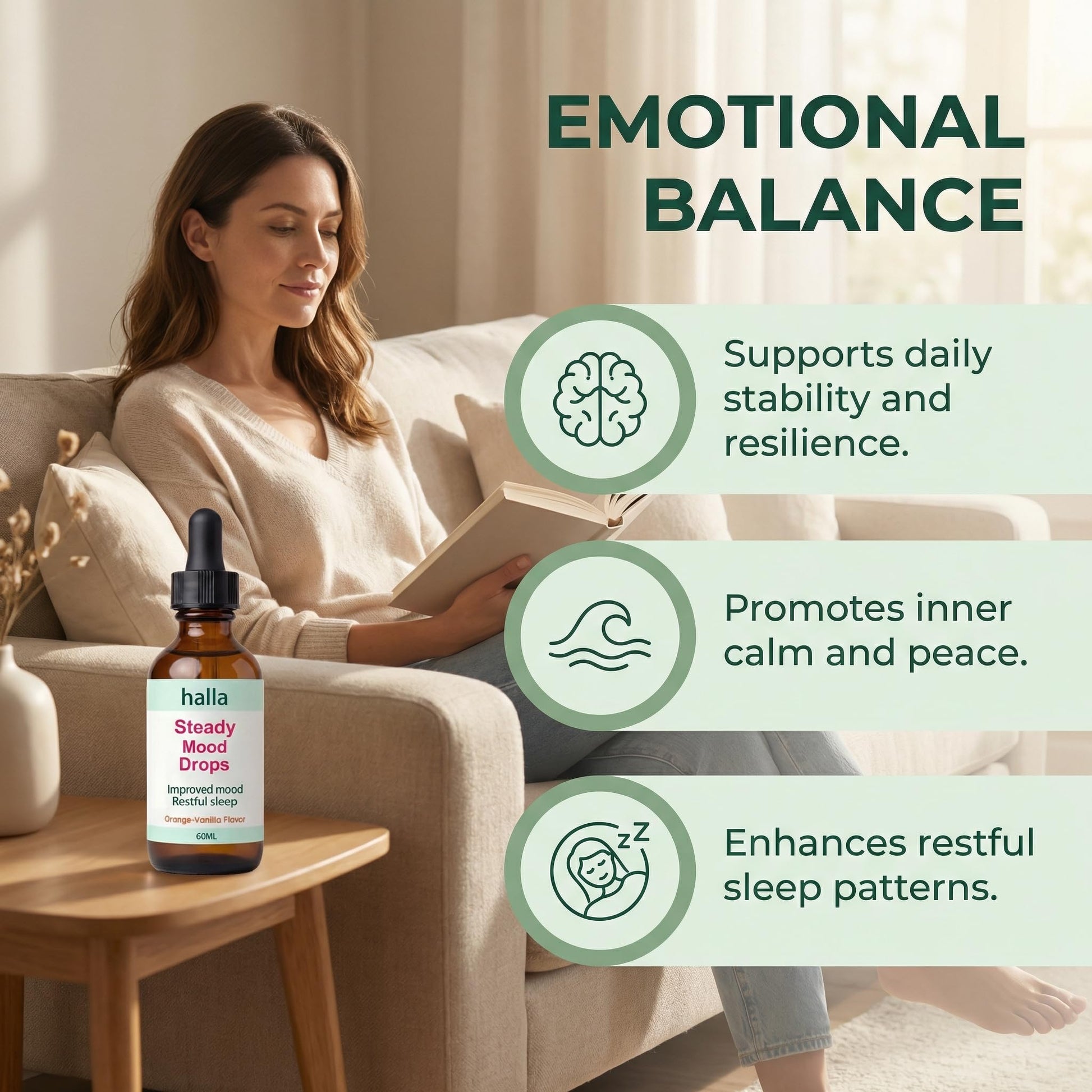 Halla Steady Mood Drops, with Saffron Extract – Fast Absorption Cognitive & Emotional Balance Supplement – Advanced Brain Nutrient Blend – Orange Vanilla Flavor, 2 fl oz DFTLUUE uk supplements