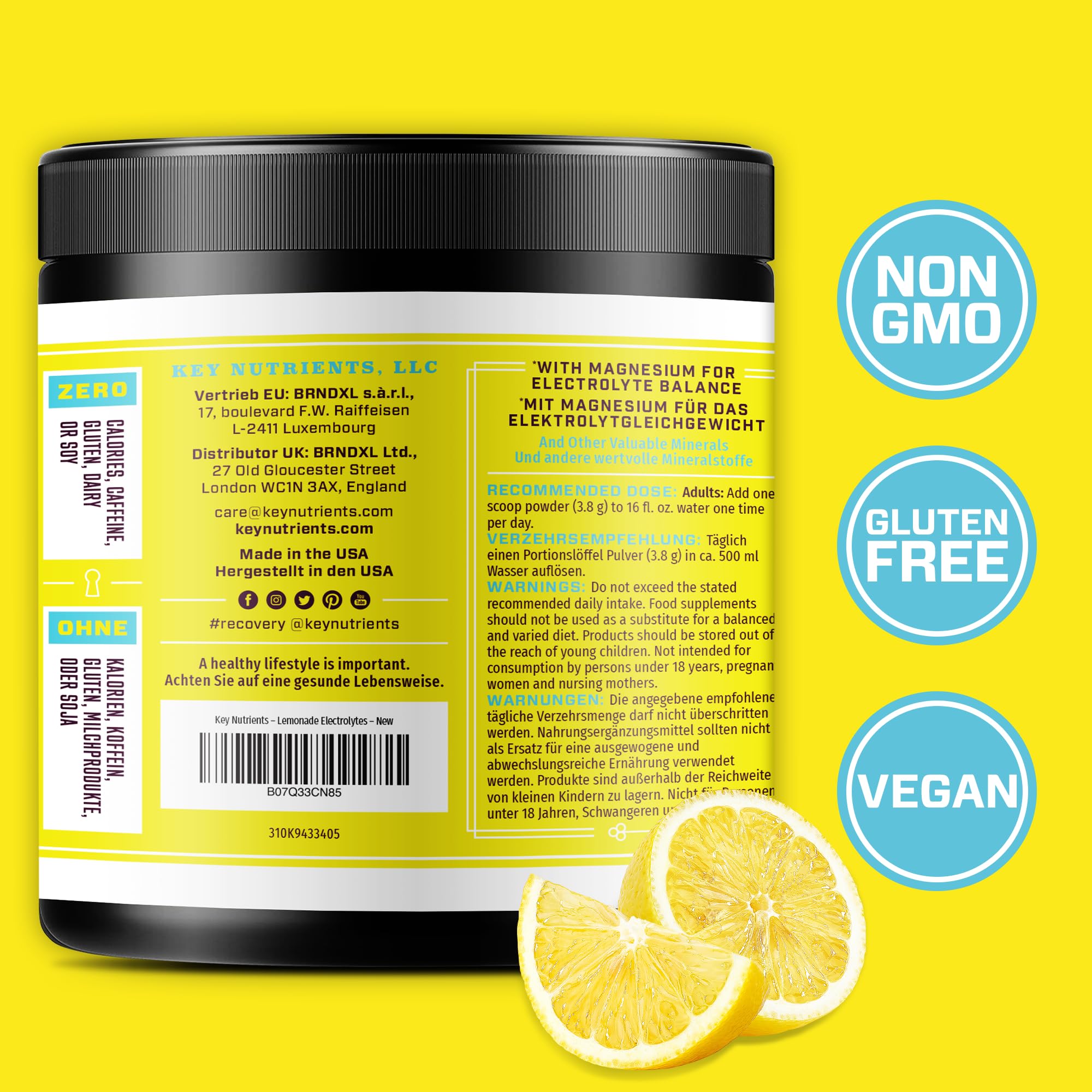 Key Nutrients Electrolytes Hydration Powder - Refreshing Lemonade Drink Mix KEY NUTRIENTS uk supplements