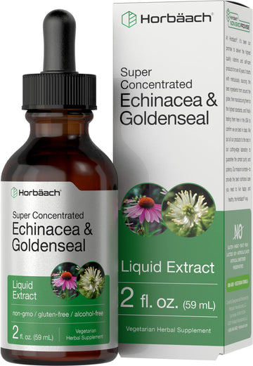 Echinacea Goldenseal Liquid Extract | 2 fl oz | Alcohol Free Tincture Drops | Vegetarian Horbäach uk supplements