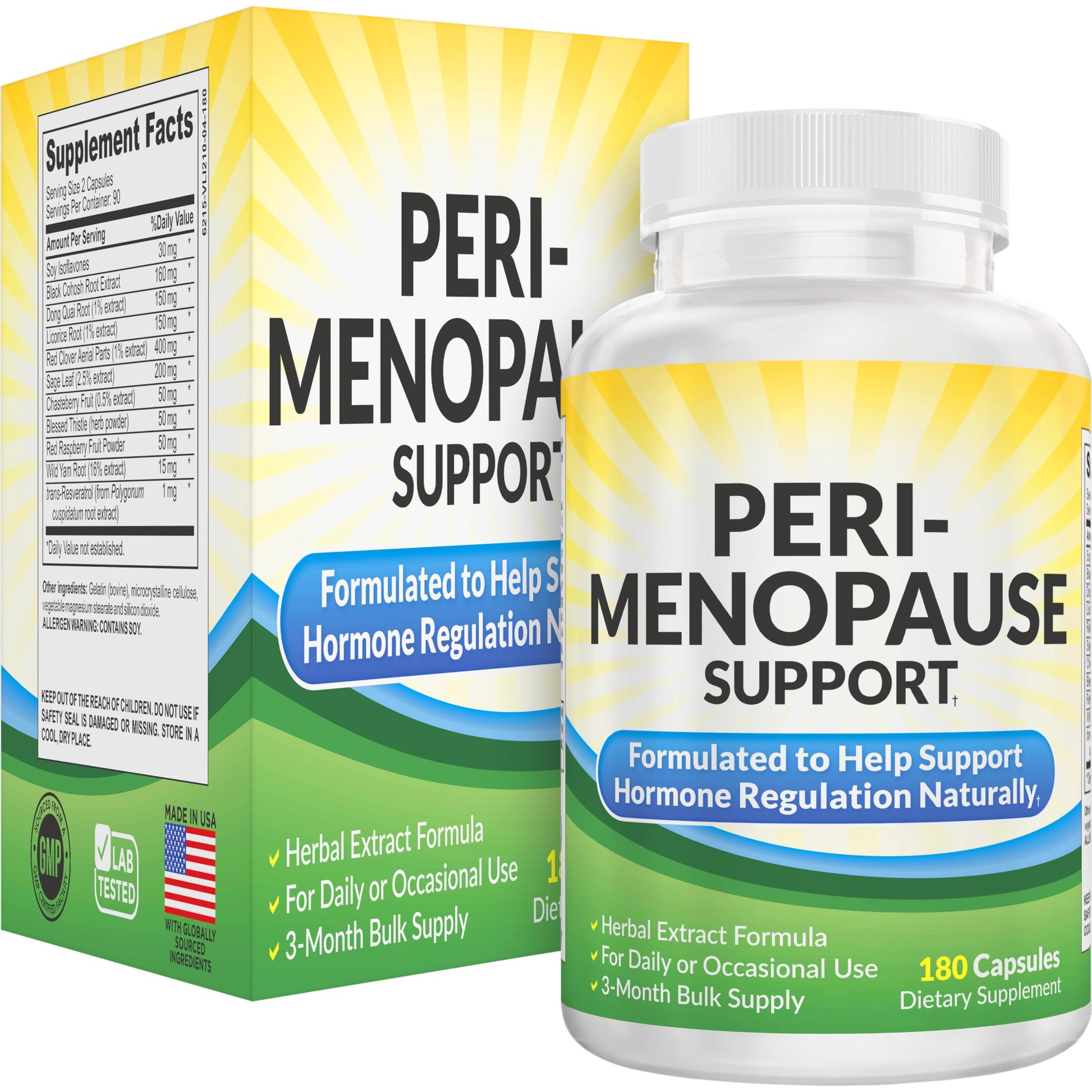 Perimenopause Support (3-Month) Supplement Blend | Women's Health & Hormone Support with 11 Herbs & Extracts | Female Hormonal Balance Supplements | 90-Day Bulk Supply | 180 Capsules Elevate Recovery Supplements uk supplements