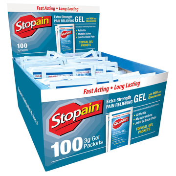 Stopain Pain Relief 3g Gel Packets, 100ct, 8% Menthol, Topical Pain Relief, Knee Pain Relief, Back Pain Relief, and Arthritis Pain Relief, Perfect for Workplace First Aid Cabinets, Made in USA Stopain uk supplements