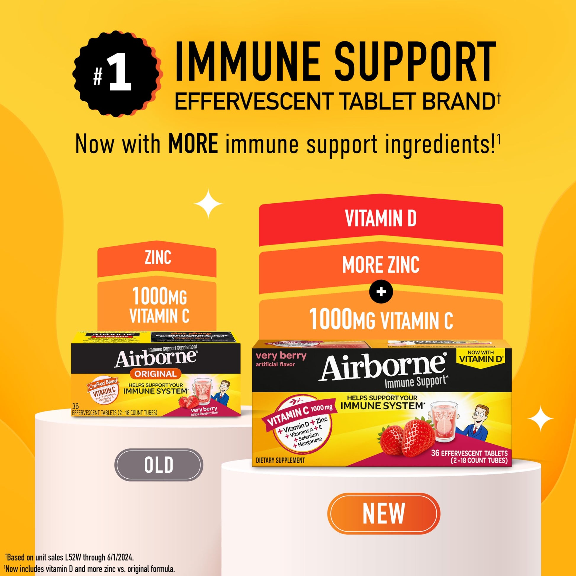 Vitamin C 1000mg (per serving) - Airborne Very Berry Effervescent Tablets (36 count in a box), Gluten-Free Immune Support Supplement, With Vitamins A C E, ZINC, Selenium, Echinacea & Ginger Airborne uk supplements