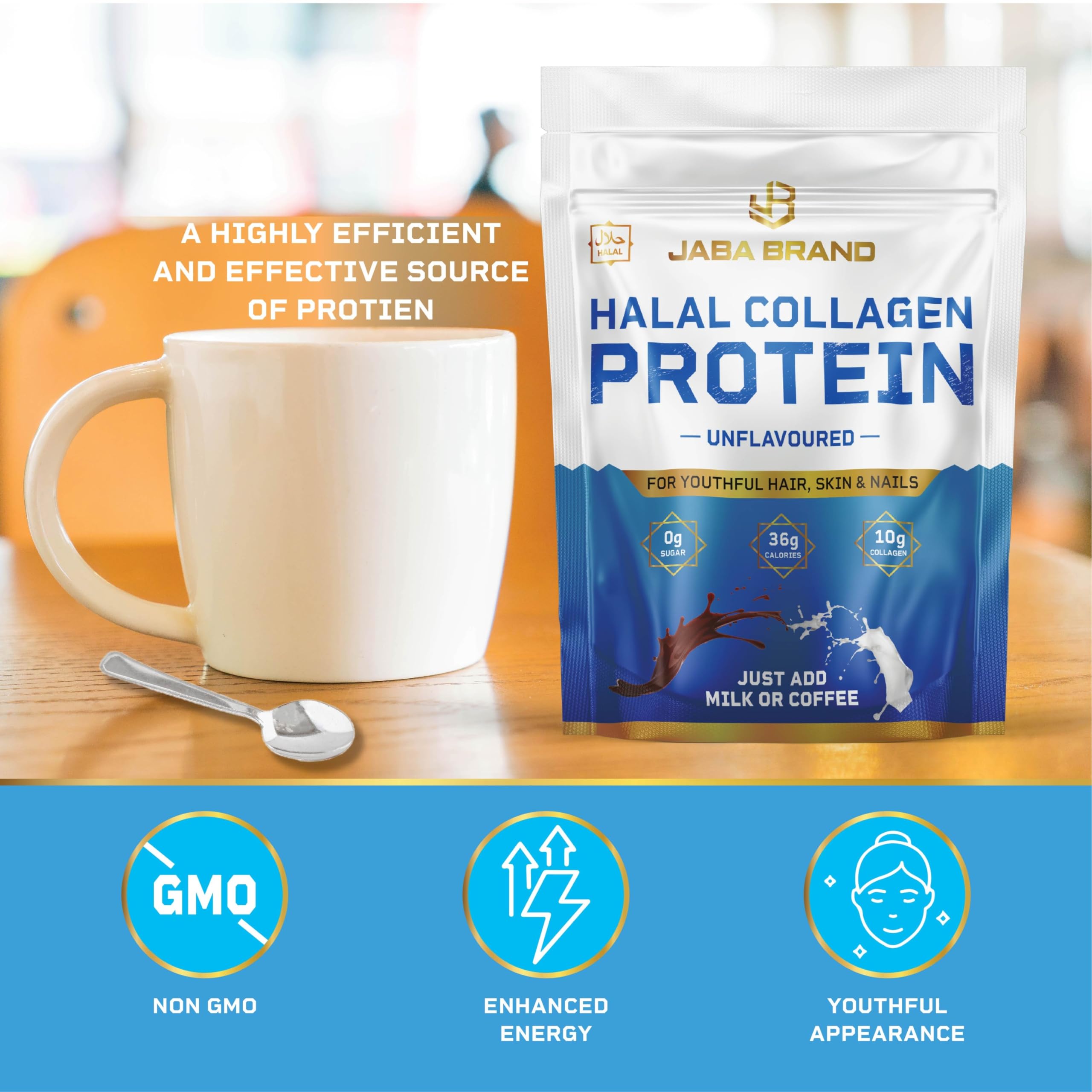JABA BRAND - Halal Bovine Collagen Protein Powder for Hair, Nails, Joints and Skin JABA BRAND uk supplements