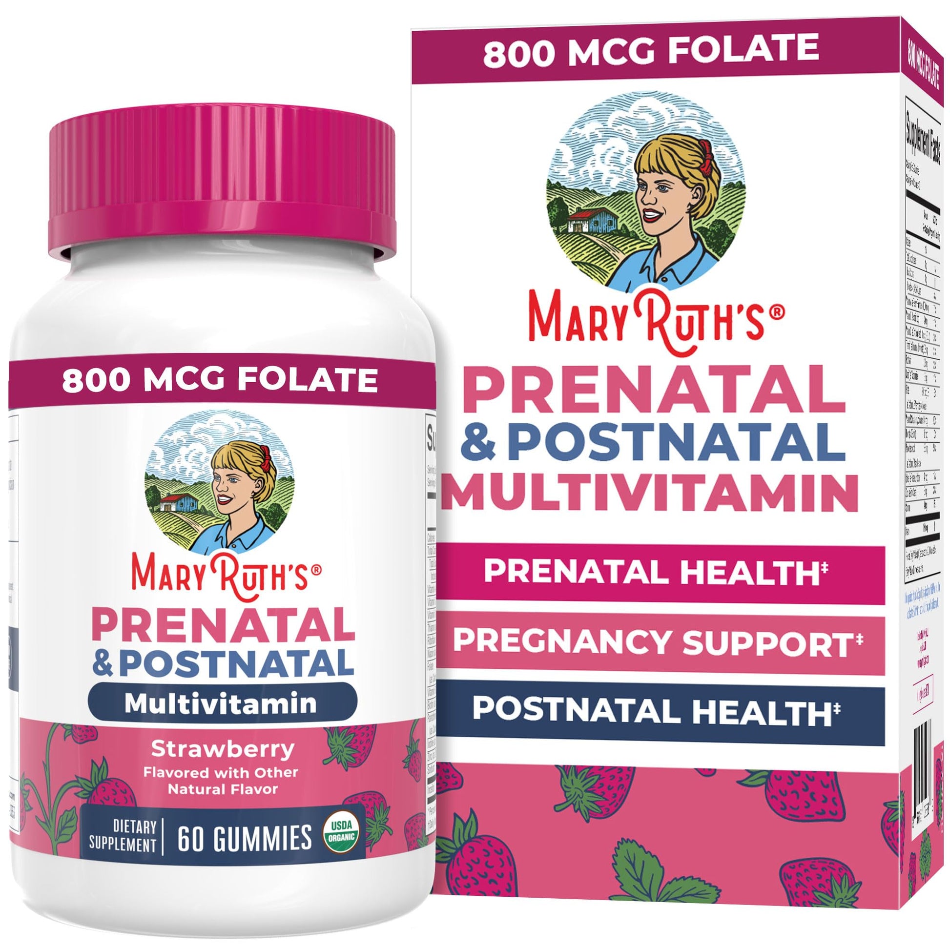 MaryRuth Organics Prenatal Vitamins for Women | USDA Organic Prenatal Gummies | Postnatal Vitamins for Women Breastfeeding | Methylfolate 800 mcg DFE | Iodine | Vegan | Non GMO | 30 Servings MARYRUTH'S uk supplements