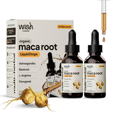 Wish Fusion Maca Root Liquid Drops 2 Pack Organic Maca Root Drops for Energy Support Hormone Balance, Mood Maca Root, Ashwagandha & Tongkat Ali Blend, Liquid Maca Root Extract Fenugreek & Beetroot Wish Fusion uk supplements