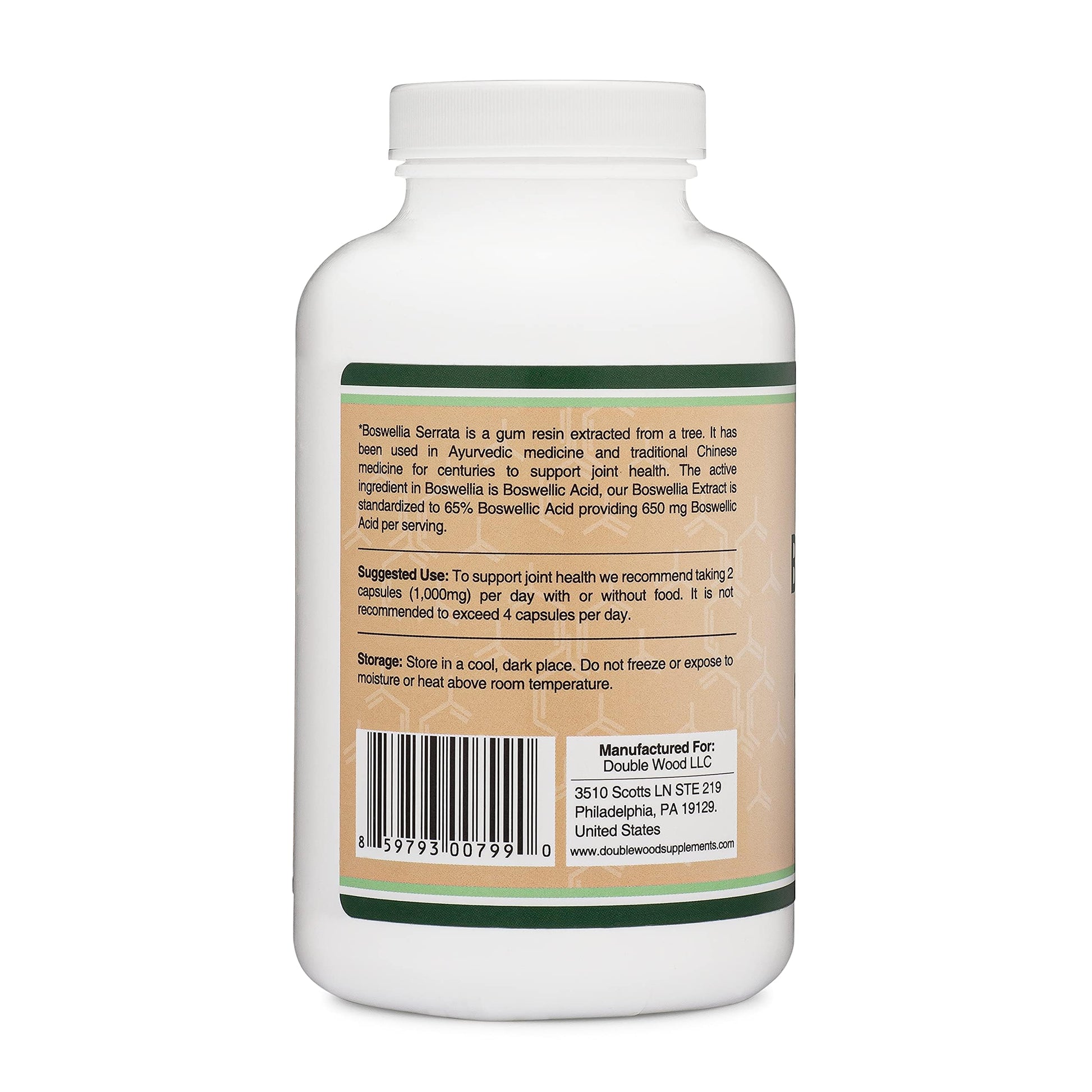 Boswellia Serrata - 240 Capsules (Max Strength 1,000mg of 65% Boswellic Acid Extract) Boswellia Extract Capsules (Joint Support Supplement for Joint Health) Third Party Tested by Double Wood Double Wood Supplements uk supplements