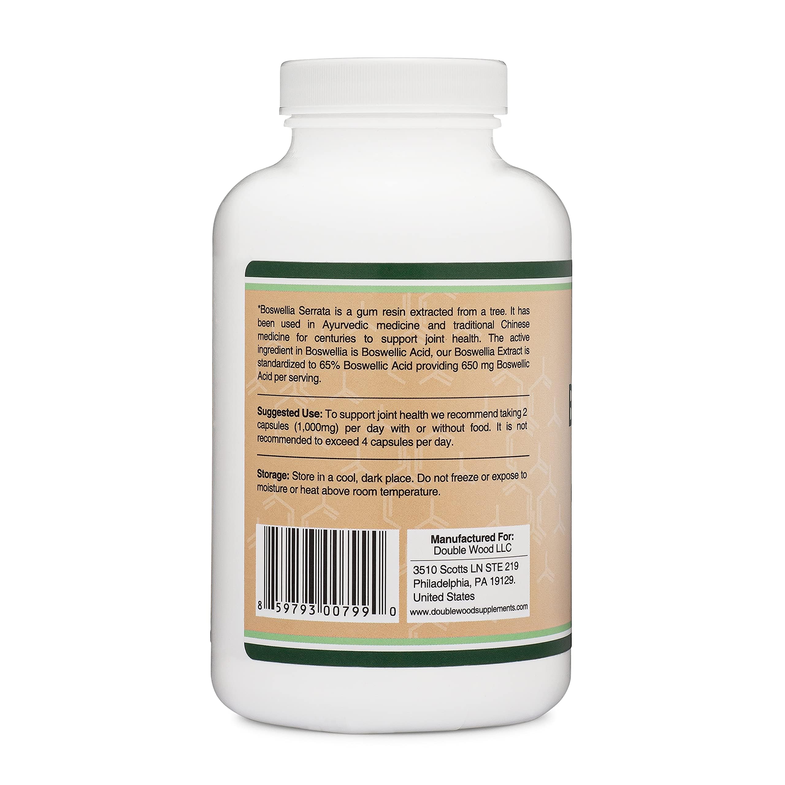 Boswellia Serrata - 240 Capsules (Max Strength 1,000mg of 65% Boswellic Acid Extract) Boswellia Extract Capsules (Joint Support Supplement for Joint Health) Third Party Tested by Double Wood Double Wood Supplements uk supplements