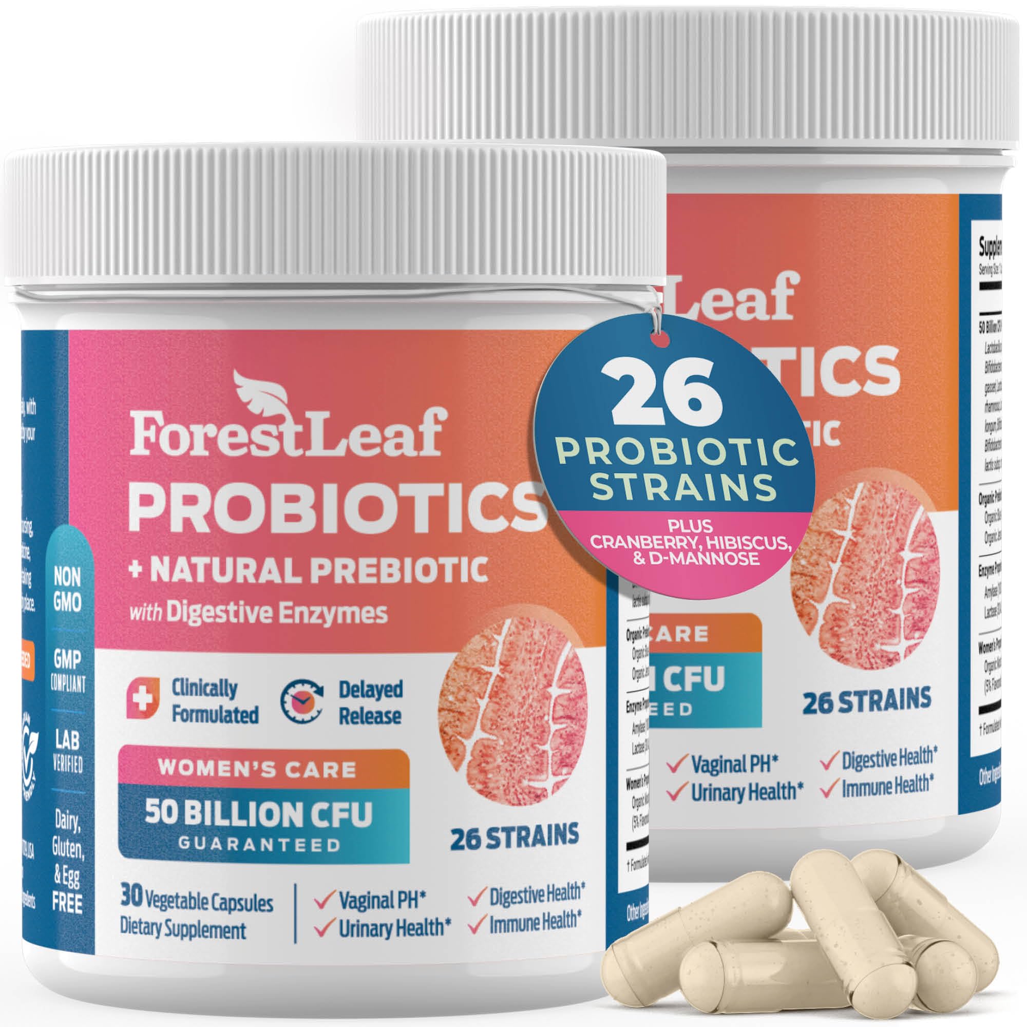 ForestLeaf Womens Probiotic 50 Billion CFU with Organic Prebiotics, Digestive Enzymes ForestLeaf uk supplements