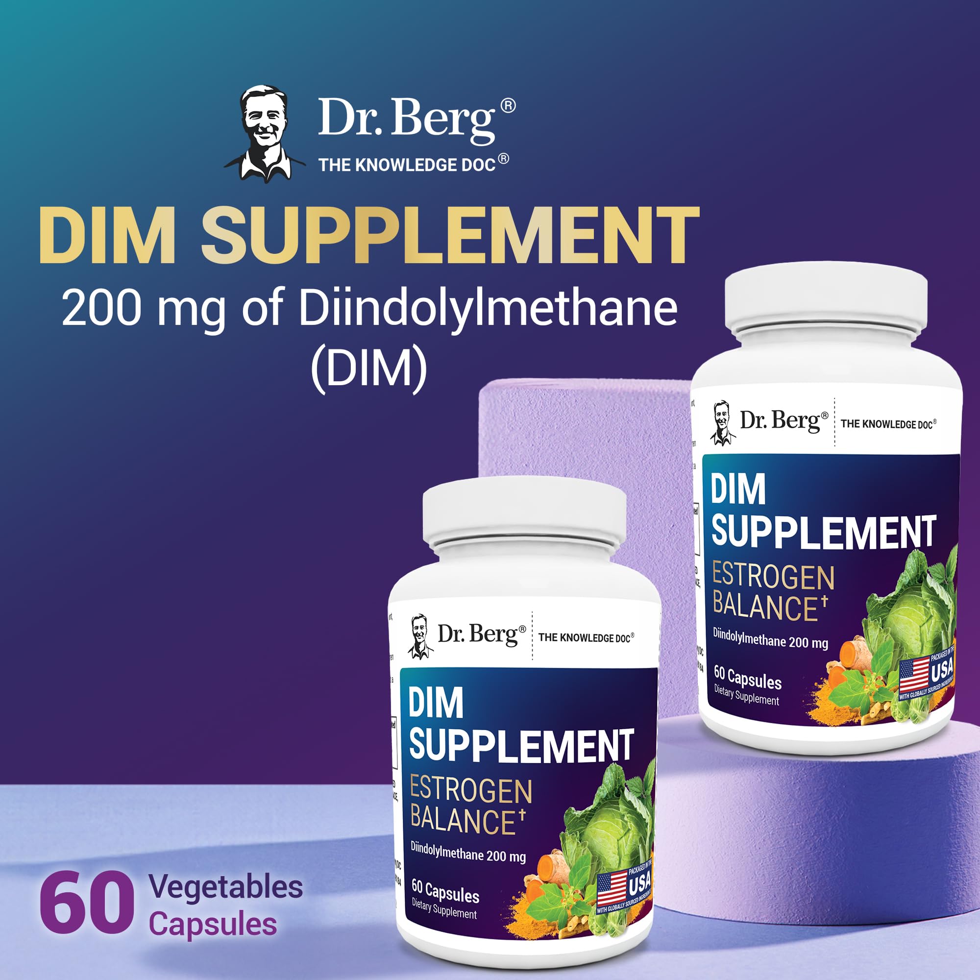 Dr. Berg DIM Supplement Estrogen Balance - Original Estrogen Supplement for Women with Diindolylmethane for Menstrual Symptoms & Menopause Relief & Black Pepper for Enhanced Absorption - 60 Capsules Dr. Berg Nutritionals uk supplements