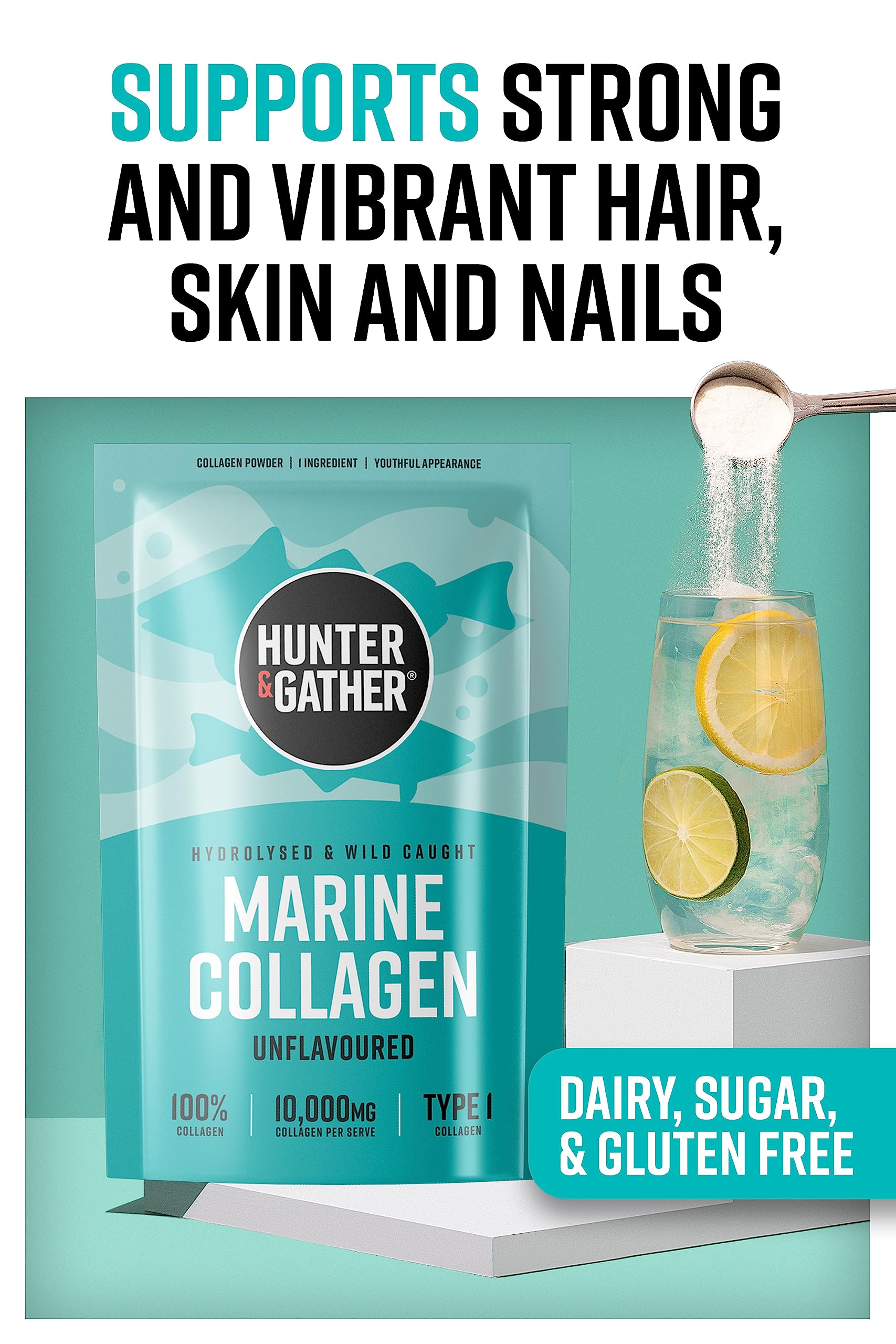 Hunter & Gather Marine Collagen Powder 300g | Pure Unflavoured Premium Hydrolysed Wild Caught Marine Collagen Hunter & Gather uk supplements
