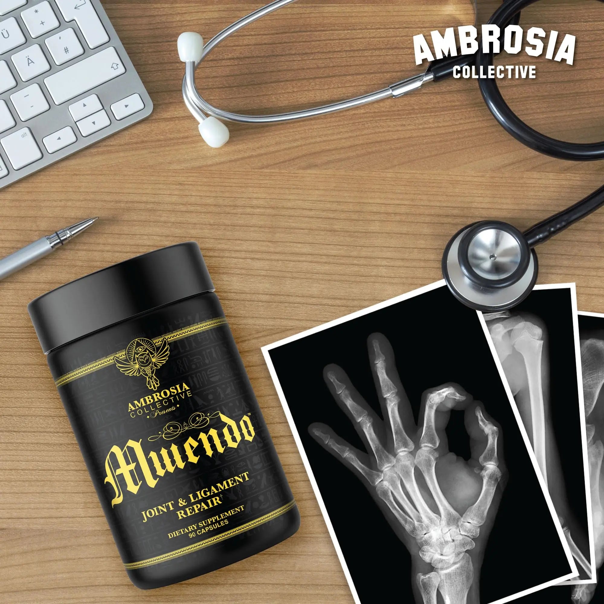 Ambrosia Mwendo - Joint & Ligament Repair | Strengthen Tendons & Increase Soft Tissue Extensibility | Muscle Soreness, & Recovery Time with BioCell Collagen | 90 Veggie Capsules Ambrosia uk supplements