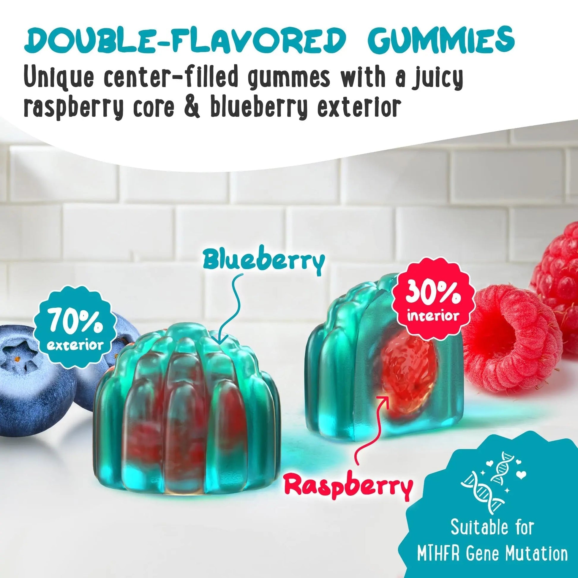 Center-Filled 5-MTHF Folate L-MethylFolate Sugar-Free Gummies - MTHFR Supplement Support with Methylated B1, B6 and Methyl B12 Multivitamins OH MY CHEWY uk supplements
