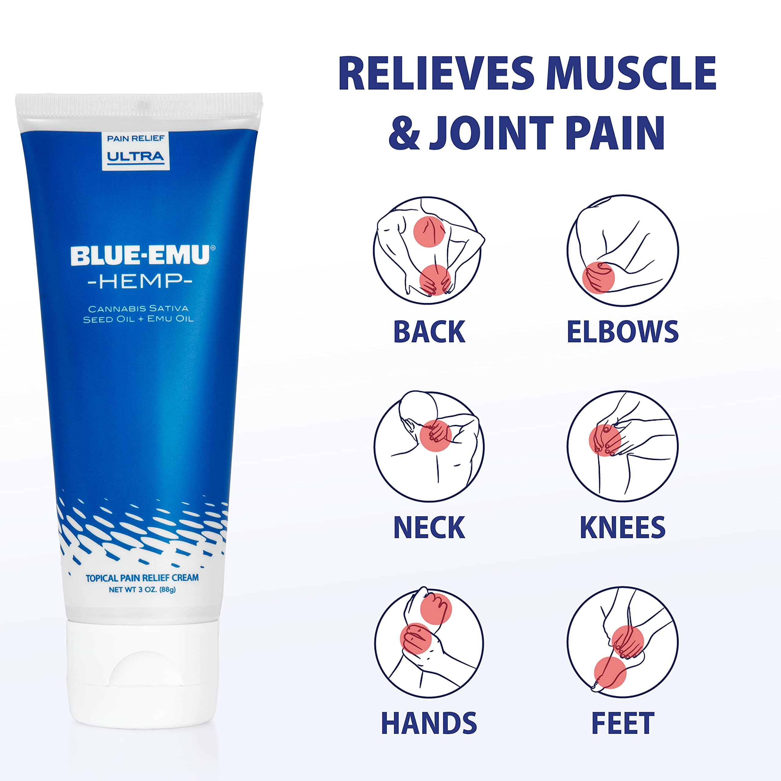 BLUE-EMU Ultra Hemp Arthritis Pain Relief Cream for Fast Joint & Muscle Relief, 3 Oz, 1 Pack BLUE-EMU uk supplements