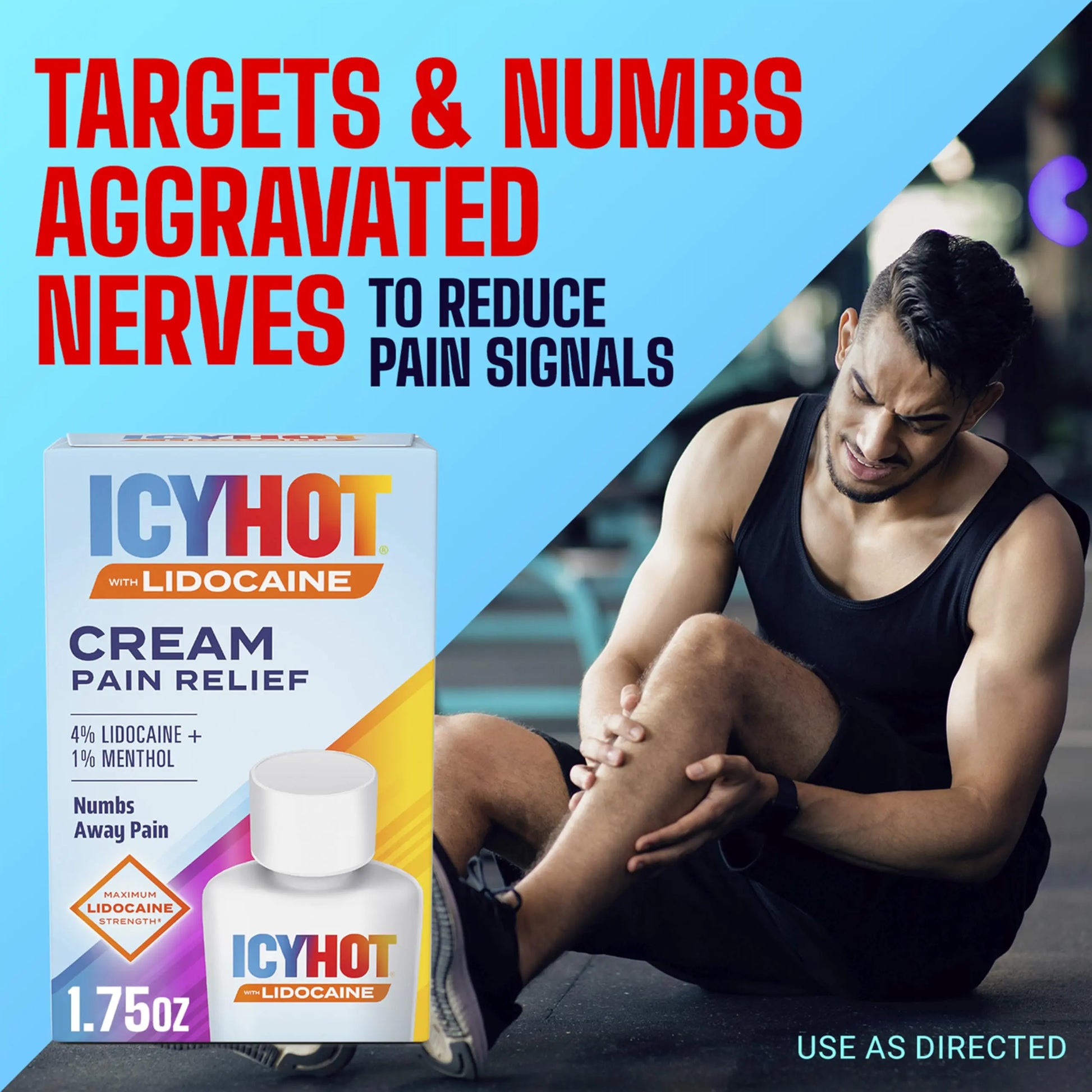 Icy Hot Lidocaine Pain Relief Cream, Numb Aggravated Nerves with Max Strength Lidocaine 4% and Menthol 1%, Fast-Acting Pain Relief for Minor Pain, Backaches, Sprains and Strains, 1.75 oz Icy Hot uk supplements