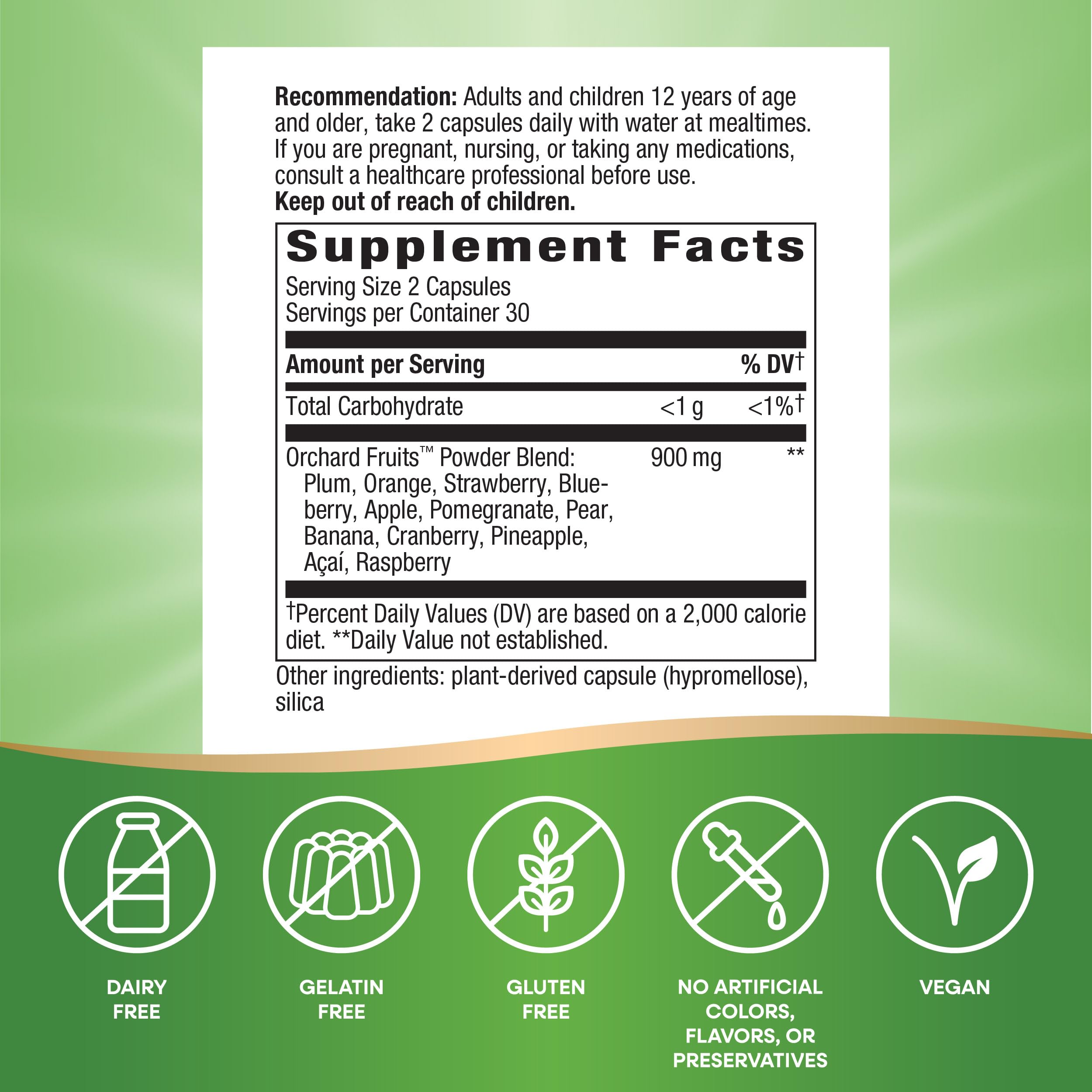 Nature's Way Orchard Fruits, Fruit Powder Blend, Contains 12 Different Fruits, 900mg Per 2-Capsule Serving, 60 Capsules Nature's Way uk supplements