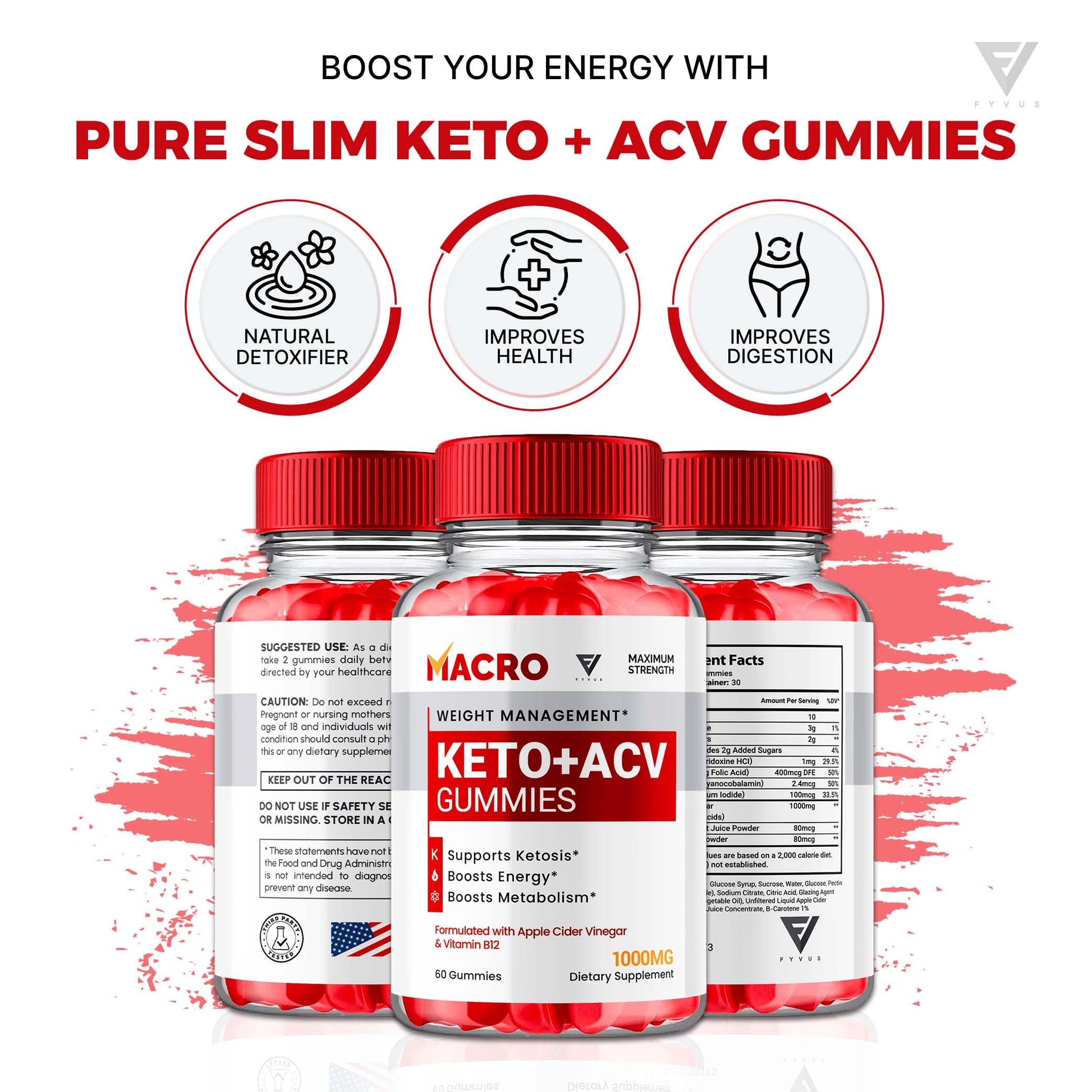 Macro Keto ACV Gummies Advanced Apple Cider Vinegar Vitamin Supplement Fyvus uk supplements