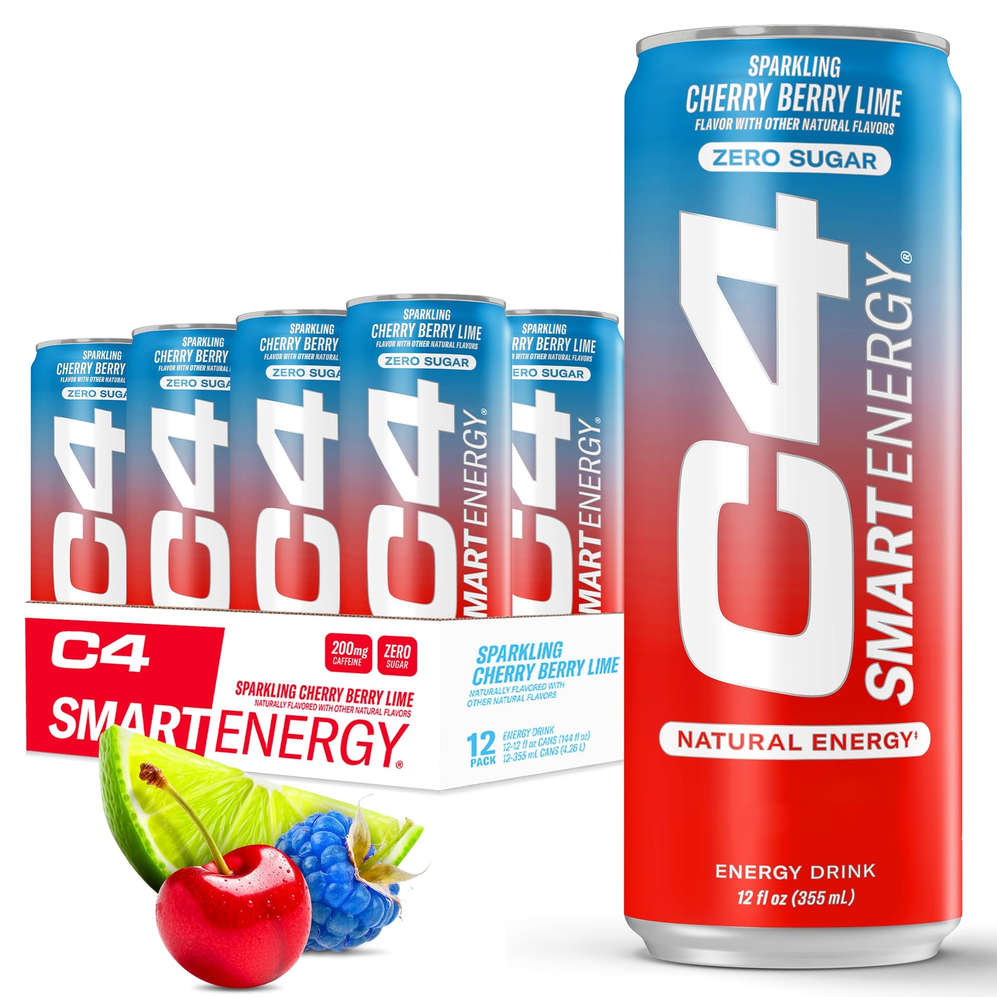 Cellucor C4 Smart Energy Drink - Sugar Free Performance Fuel & Nootropic Brain Booster, Coffee Substitute or Alternative | Cherry Berry Lime 12 Oz - 12 Pack C4 uk supplements
