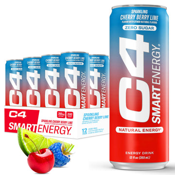 Cellucor C4 Smart Energy Drink - Sugar Free Performance Fuel & Nootropic Brain Booster, Coffee Substitute or Alternative | Cherry Berry Lime 12 Oz - 12 Pack C4 uk supplements