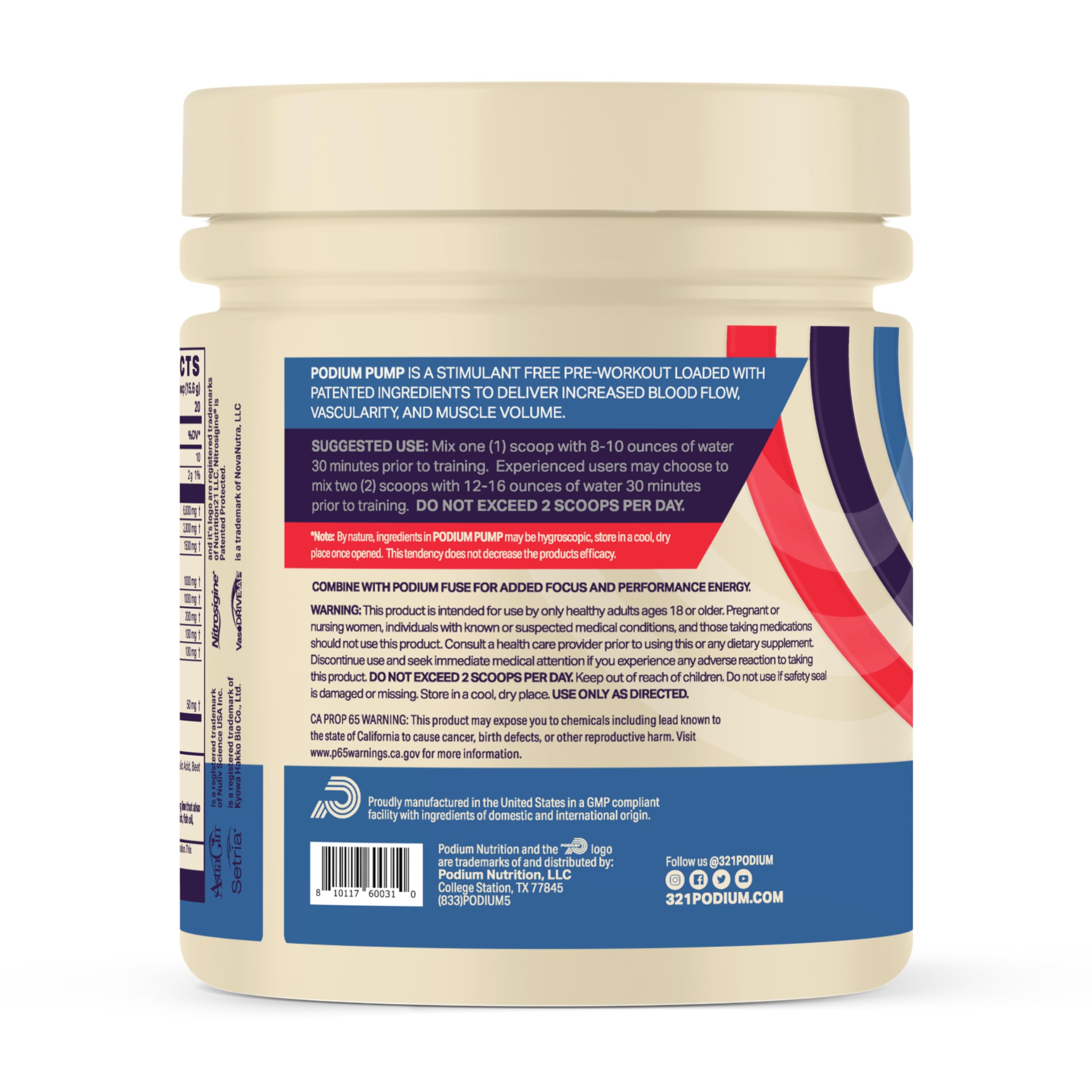 Podium Nutriton, Pump, Stimulant Free Pre-Workout, 40 Servings (Watermelon Mint) Podium Nutrition uk supplements