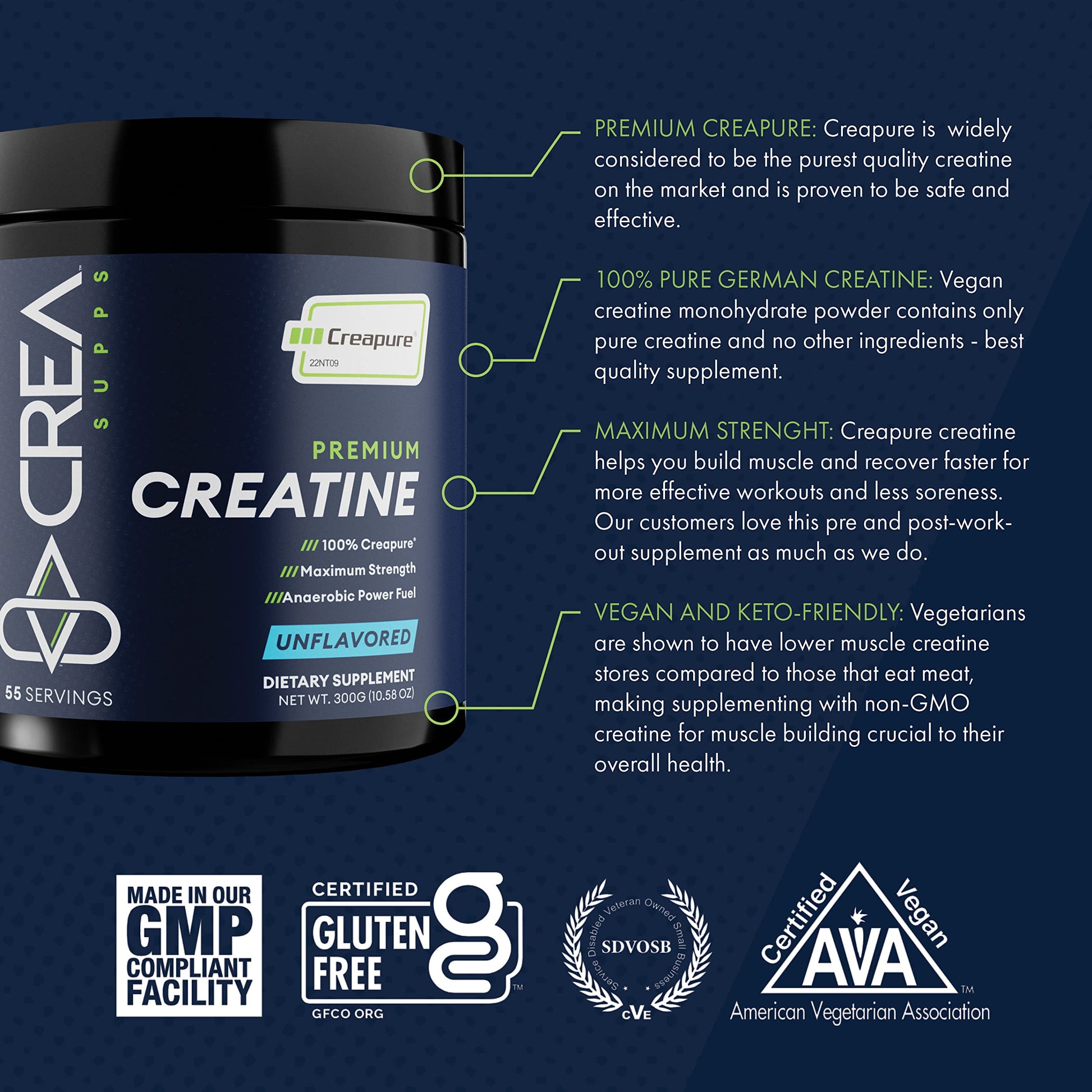CREA SUPPS Premium Creapure Creatine Monohydrate Powder | Pure, Vegan, Keto CREA SUPPS uk supplements