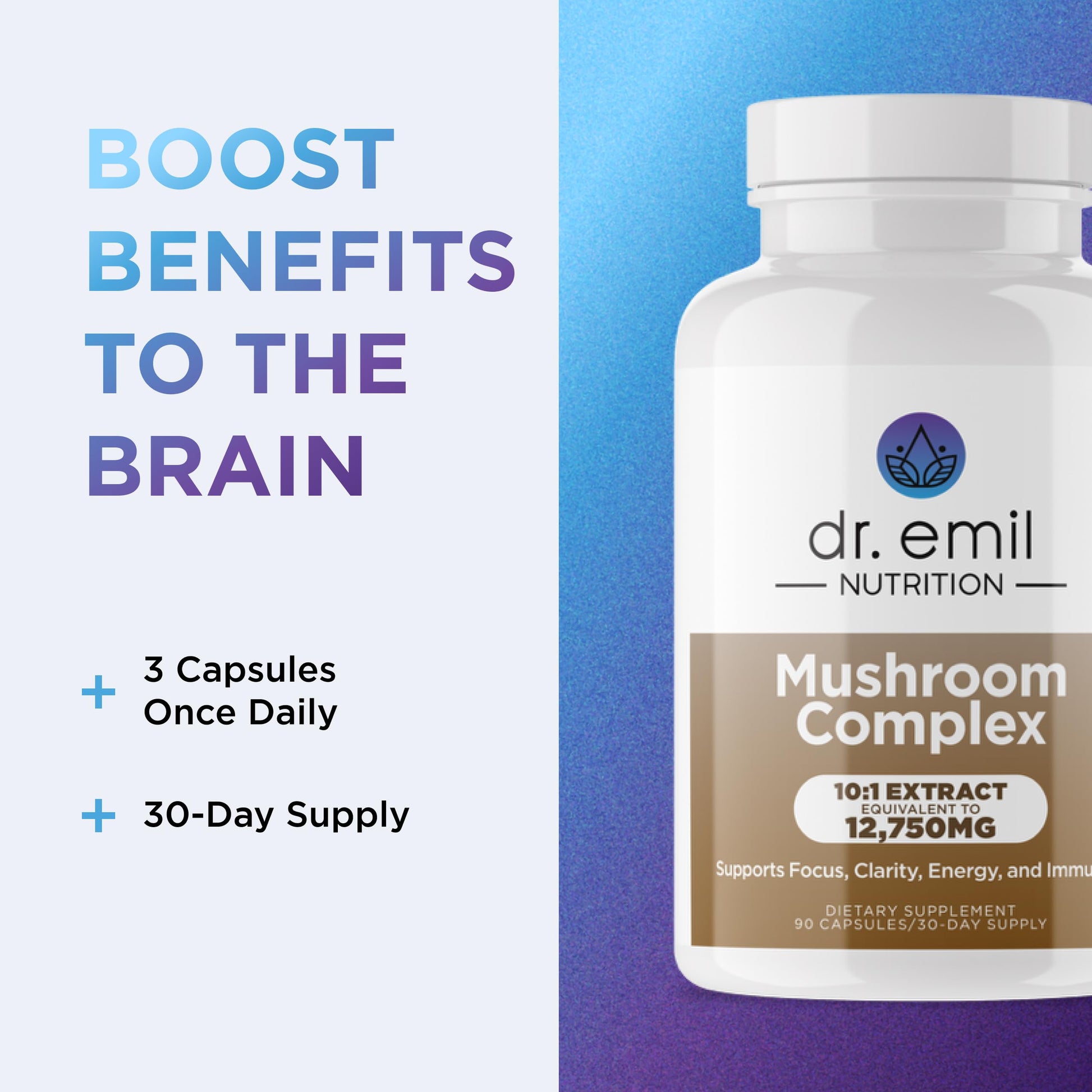 DR. EMIL NUTRITION 10 Mushroom Supplement for Mental Clarity, Focus & Immune Support - Functional Mushroom Nootropic Supplement with Lions Mane Extract, Cordyceps, Turkey Tail & More DR. EMIL NUTRITION uk supplements
