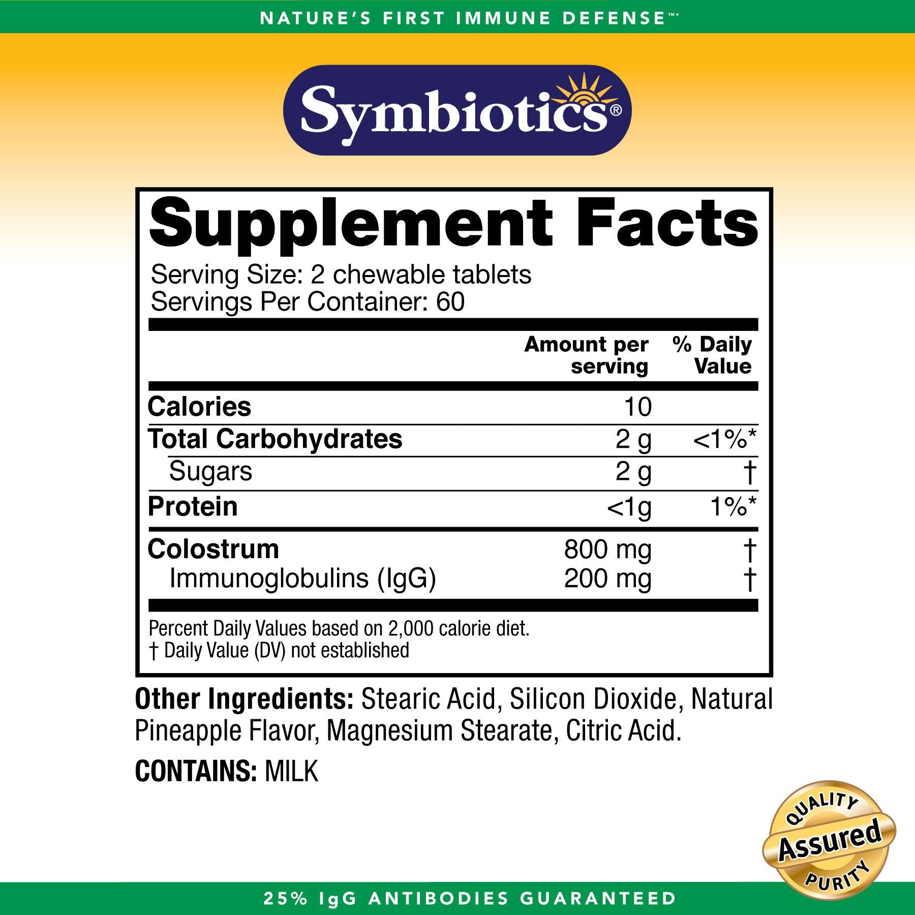 Symbiotics Immunity Support Colostrum Plus Chewables (Pineapple) Symbiotics uk supplements