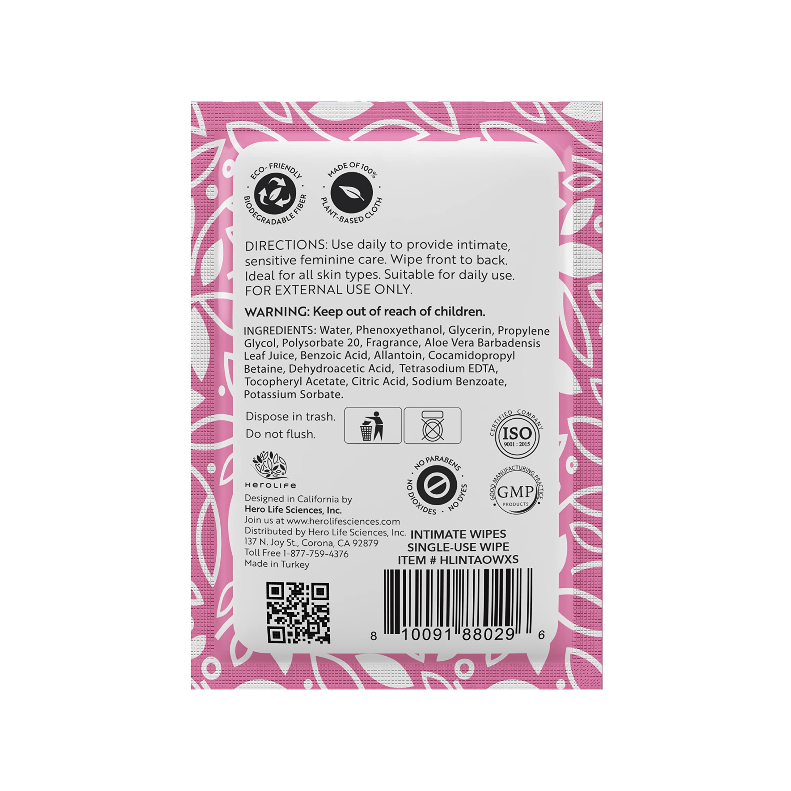 HEROLIFE Personal Wipes for Feminine Care, Single Use To Go, Plant-Based, 1 pack of 40 Single Herolife uk supplements