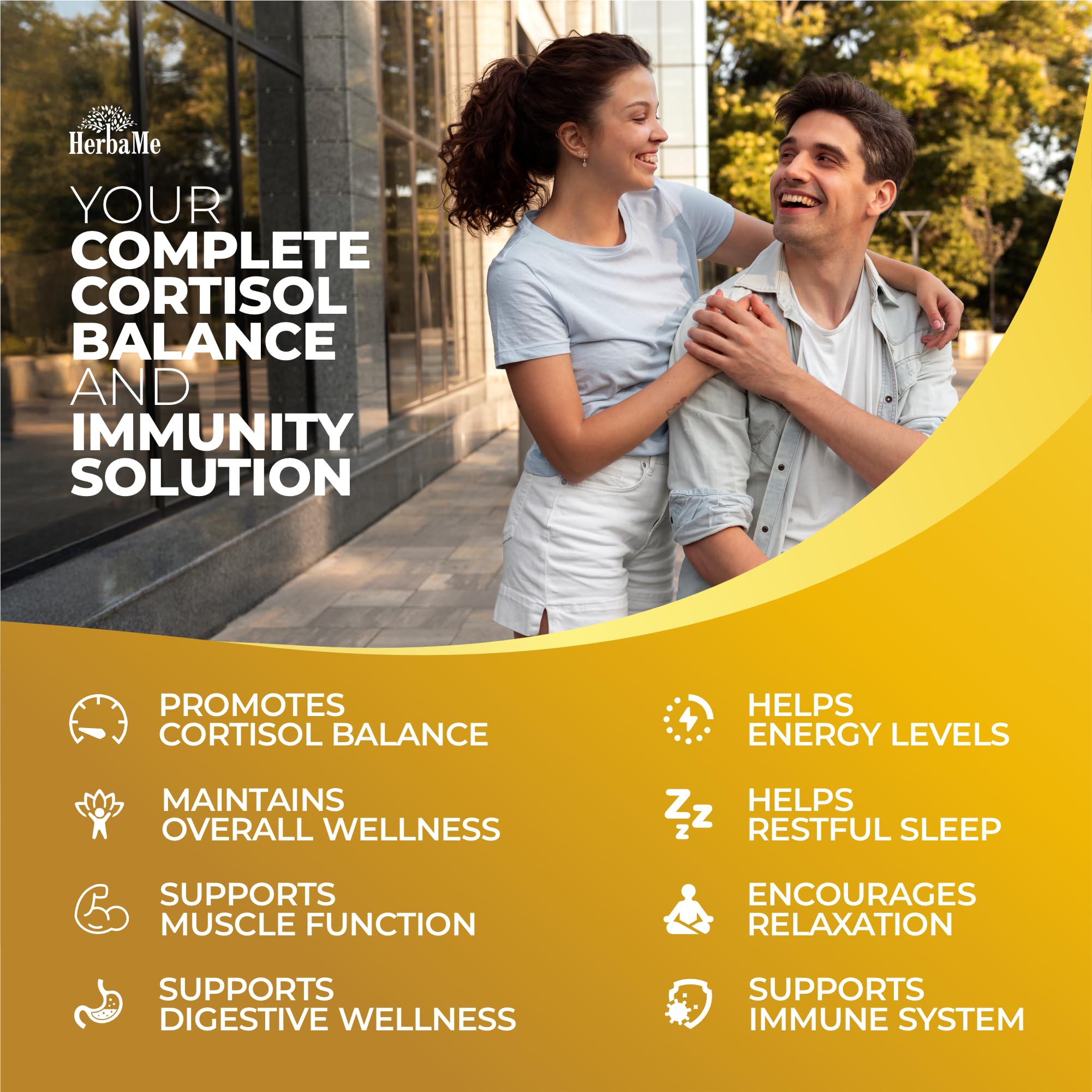 Cortisol Balance and Immune Support Supplement with Ashwagandha, Irish Sea Moss, Black Seed, Vitamin D and Magnesium Complex | Mood Enhancer | Immunity Booster | Stress Relief Pills | 90 Capsules HerbaMe uk supplements