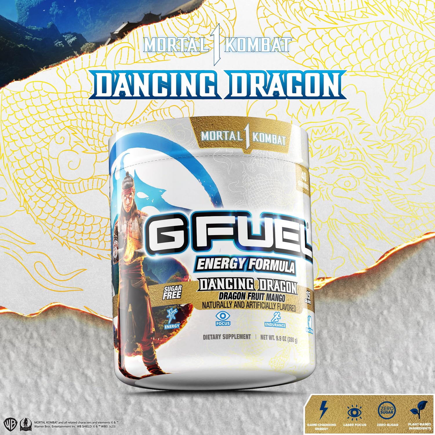 G fuel Mortal Kombat Dancing Dragon Energy Powder, Sugar Free, Clean Caffeine Focus G fuel uk supplements