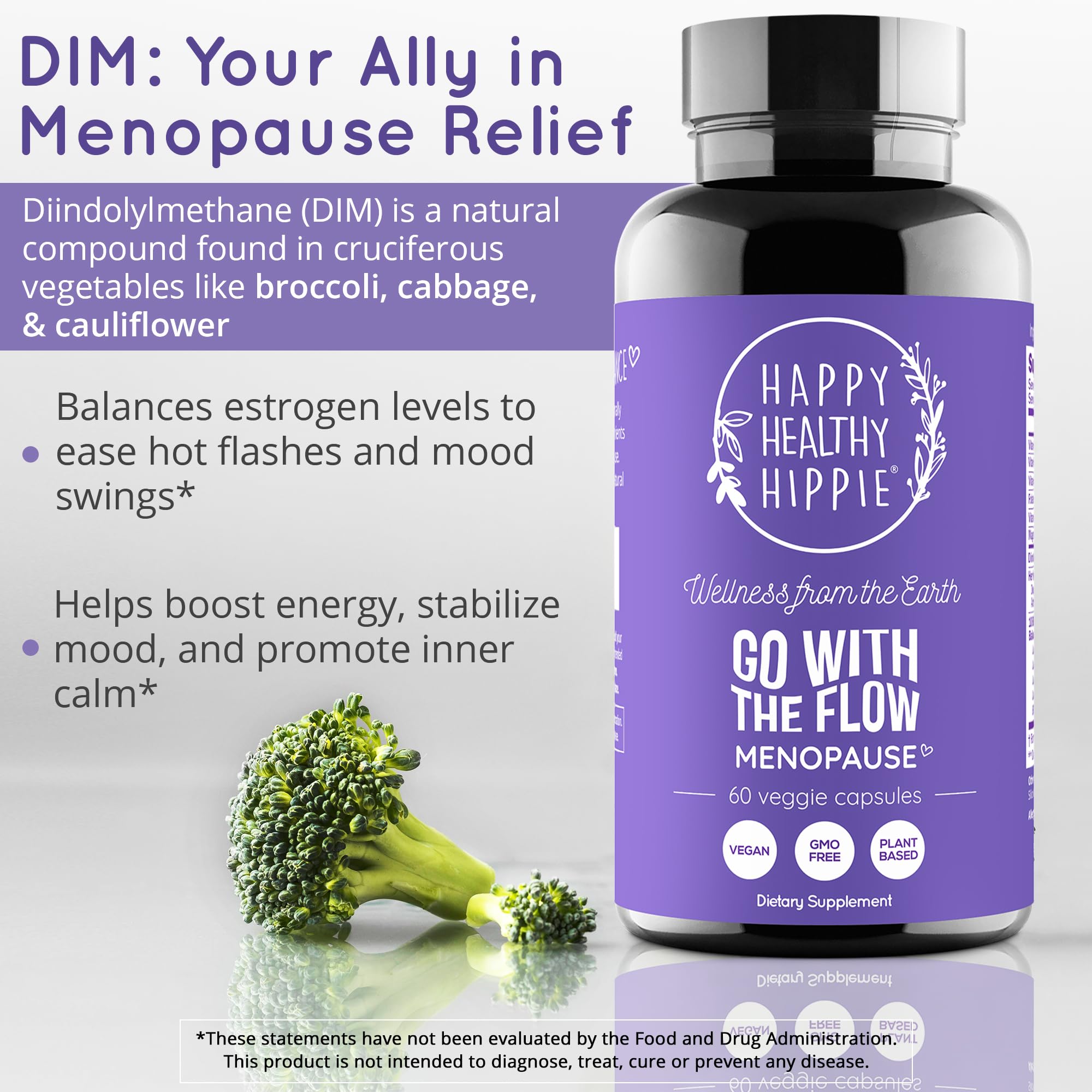 Menopause Supplements for Women – DIM Supplement + Probiotics | Estrogen Metabolism & Hormone Balance Support | Perimenopause Relief | Hot Flashes, Mood Swings & Night Sweats | Dong Quai | 60 Ct Happy Healthy Hippie uk supplements