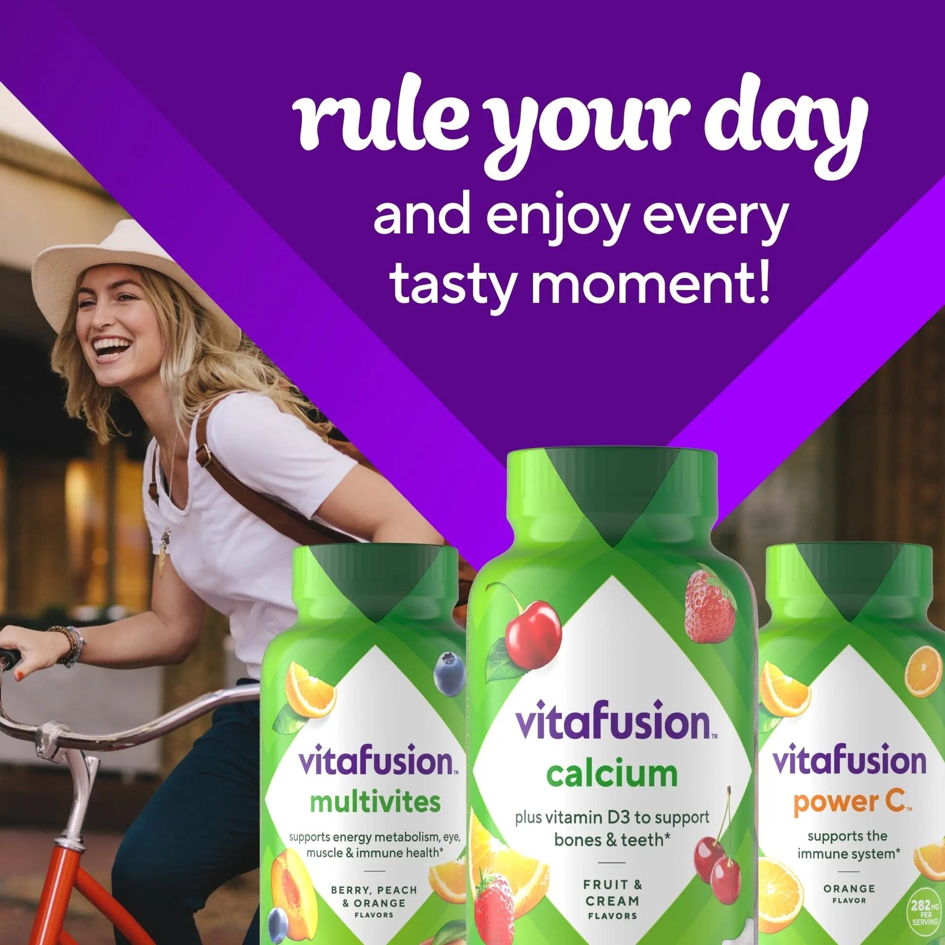 vitafusion Chewable Calcium Gummy Vitamins for Bone and Teeth Support, Calcium Gummies, Fruit and Cream Flavor, 100 Count, 50 Day Supply Vitafusion uk supplements