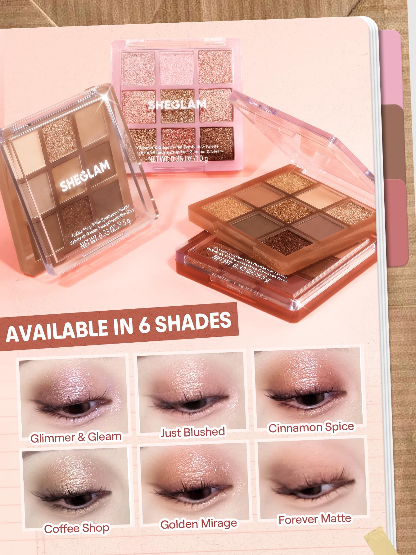 SHEGLAM Eyeshadow Palette 9-Color Ultra-pigmented Shimmer & Matte Shades, Vegan & Cruelty-free-Coffee Shop SHEGLAM uk supplements