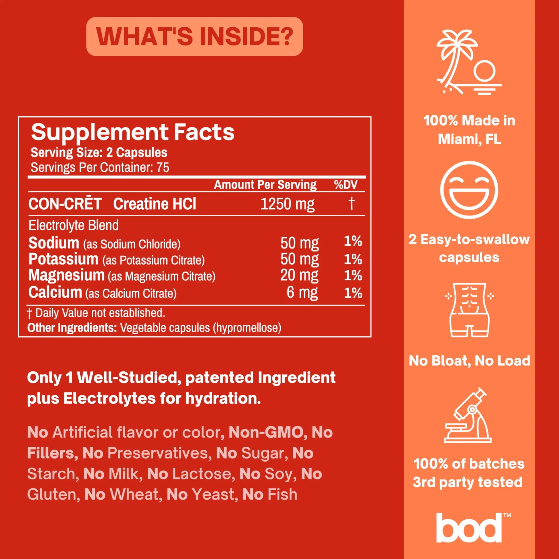 Bod Creatine HCL Capsules – 150 Pills | Creatine Hydrochloride Supplement for Men & Women | Easy-to-Swallow Alternative to Monohydrate Powder, Unflavored & Keto-Friendly Bod uk supplements