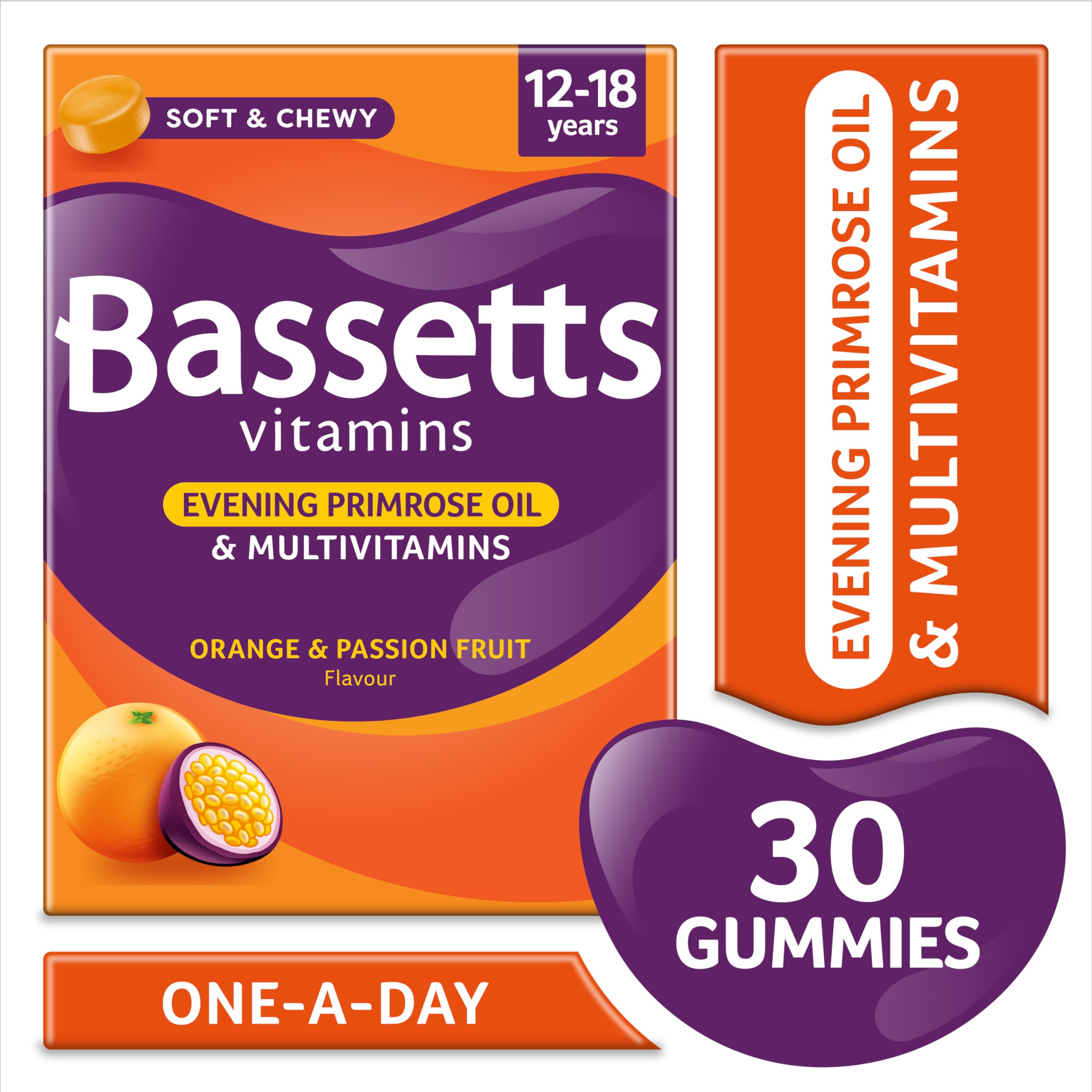 Bassetts Vitamins 12-18 EPO Orange & Passion Fruit 30's, 94.2 g, Orange and passionfruit Bassetts Vitamins uk supplements