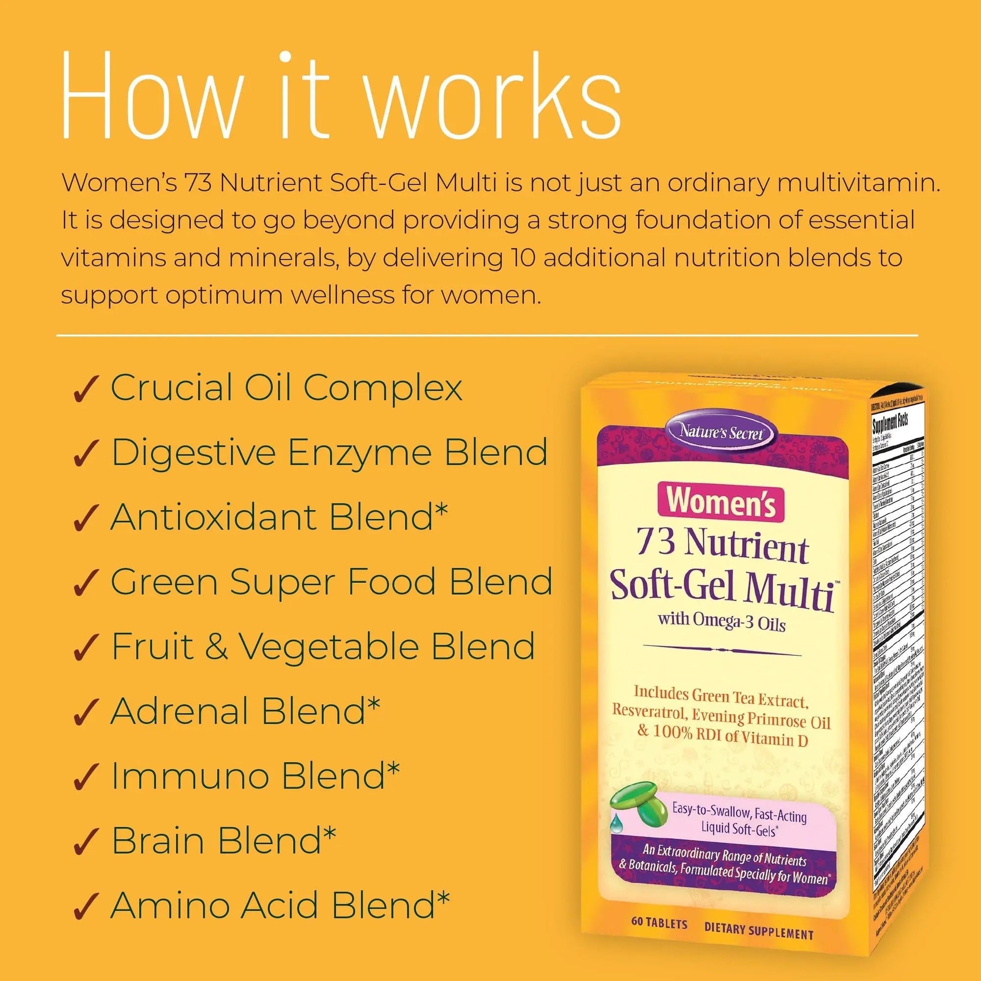 Nature's Secret Women’s 73-Nutrient Soft-Gel Multi – 60 Liquid Soft-Gels – Complete Female Wellness Support - 2 Pack Nature's Secret uk supplements