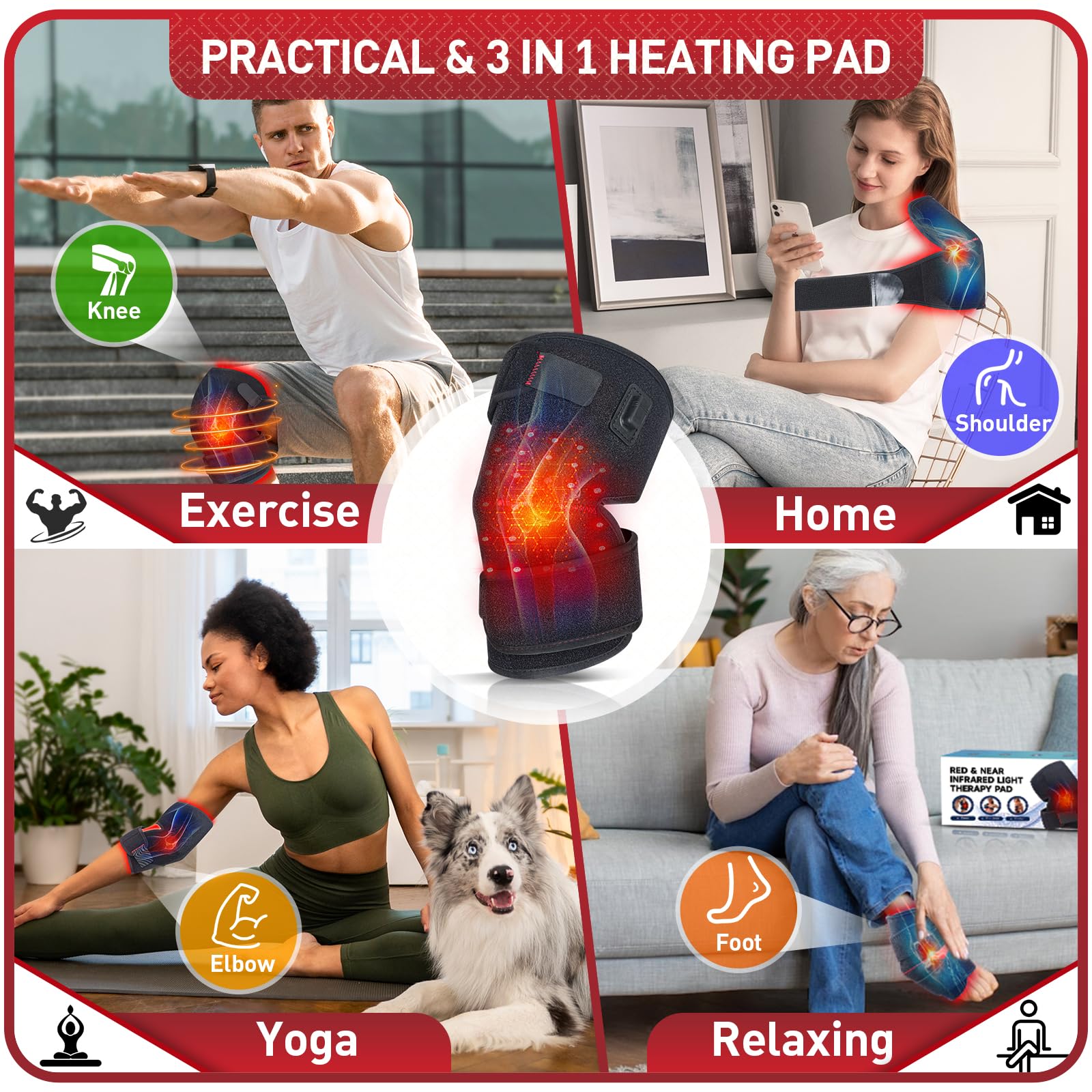 Red Light Therapy for Knee, 660nm Red Light and 850nm Near Infrared Light Therapy Device Rikimxin uk supplements