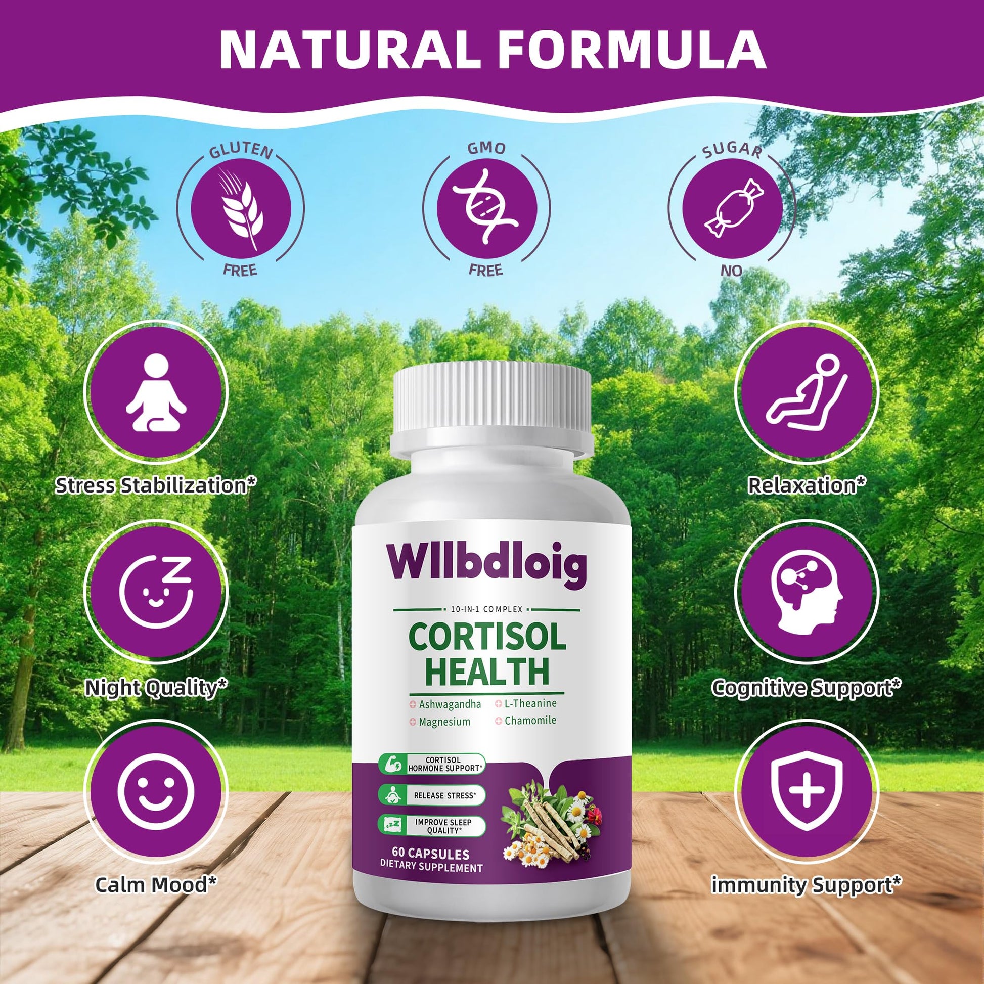 Cortisol Supplements for Women Men, High Cortisol Reducer Health, Detox Cortisol Manager for Stress Relief ,Mood and Sleep with Ashwagandha, L-Theanine, Lower and Control - Non-GMO,Vegan 60 Capsules Wllbdloig uk supplements