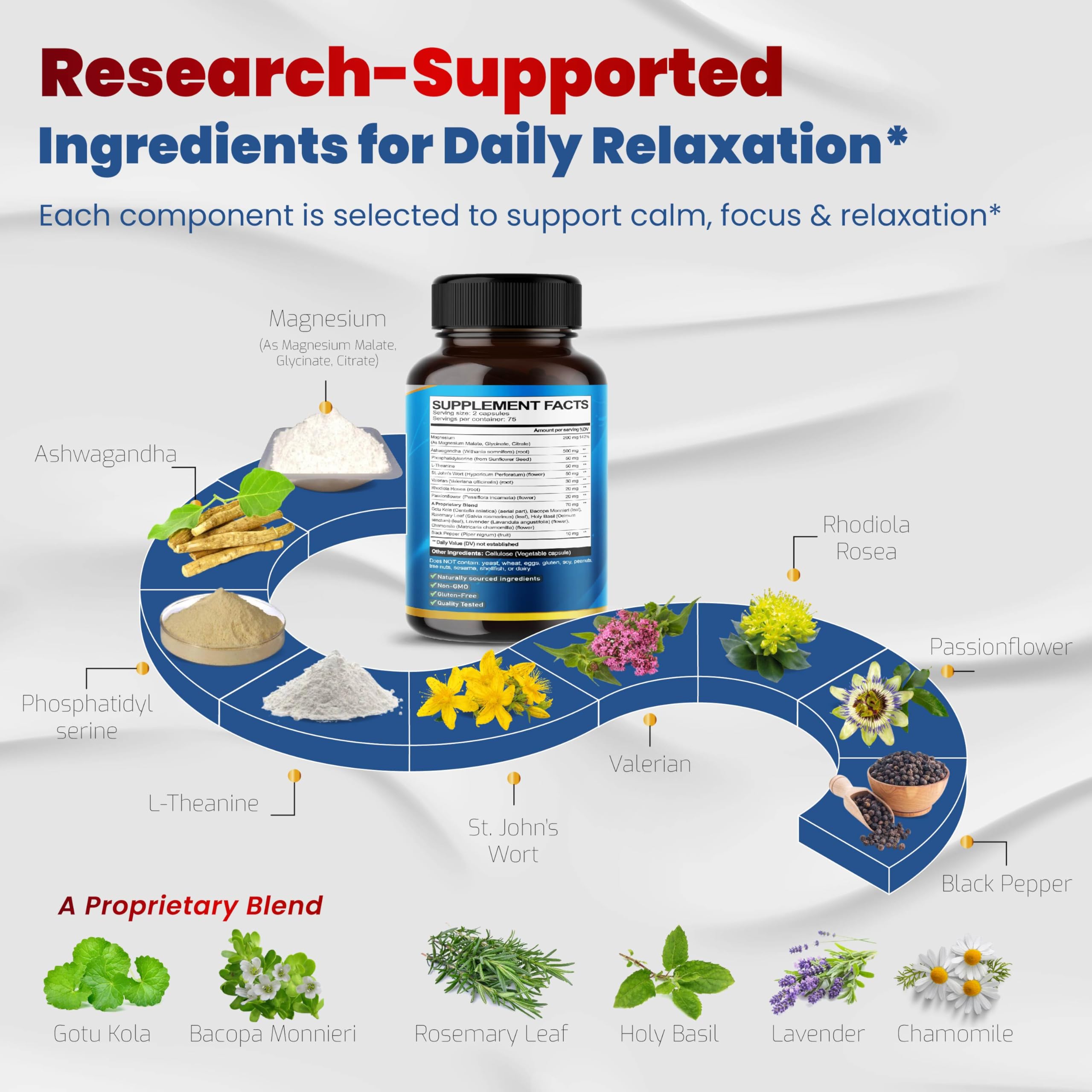 VEGATOT Organic Cortisol Wellness Complex 15-in-1 Formula with Magnesium Ashwagandha St. John's Wort Valerian Rhodiola Rosea Passionflower Chamomile VEGATOT uk supplements