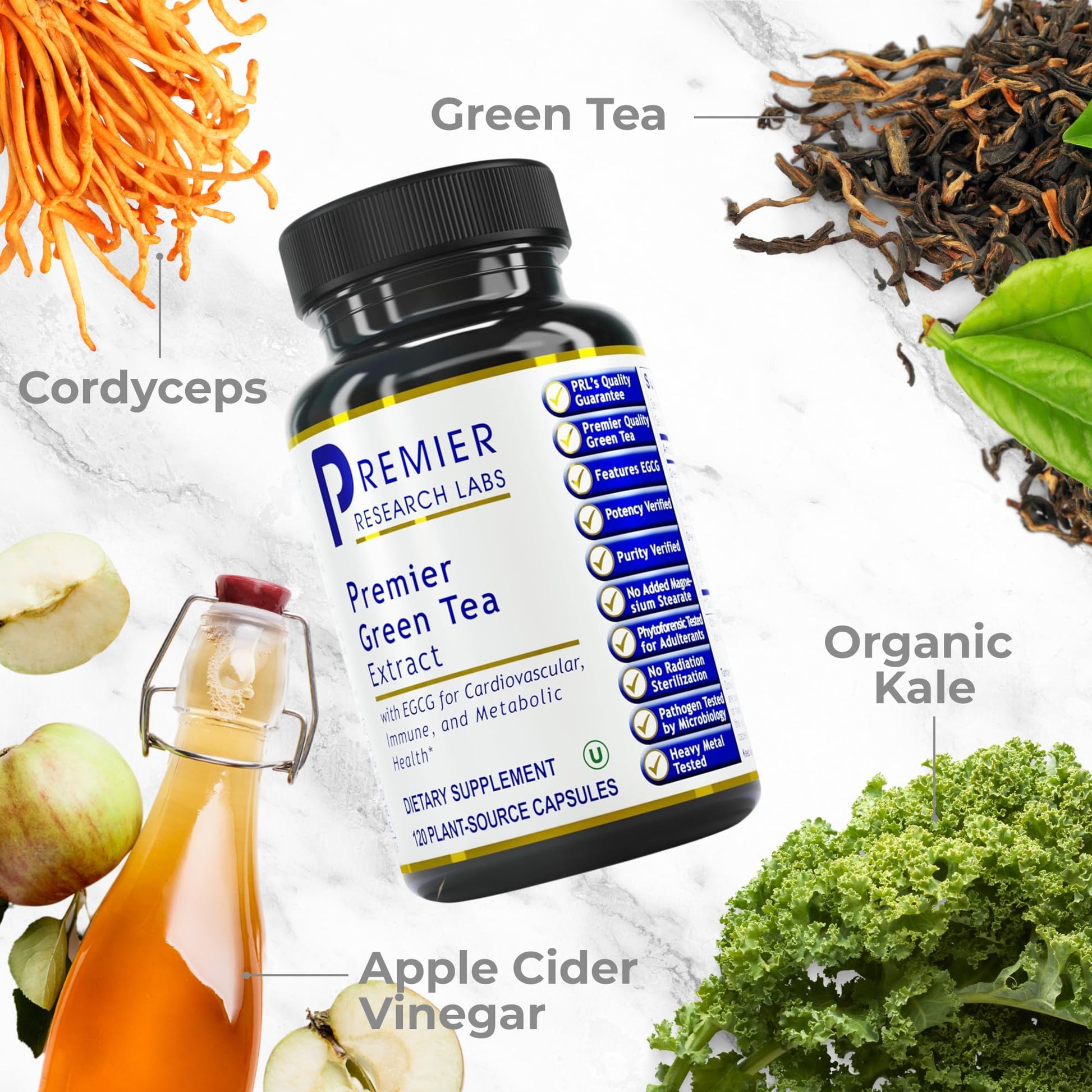 Premier Research Labs Premier Green Tea Extract - Green Tea Capsules, Green Tea Extract Pills, Green Tea Supplement with ECGC, Camellia Sinensis, Pure, Vegan Friendly - 120 Vegetarian Capsules Premier Research Labs uk supplements