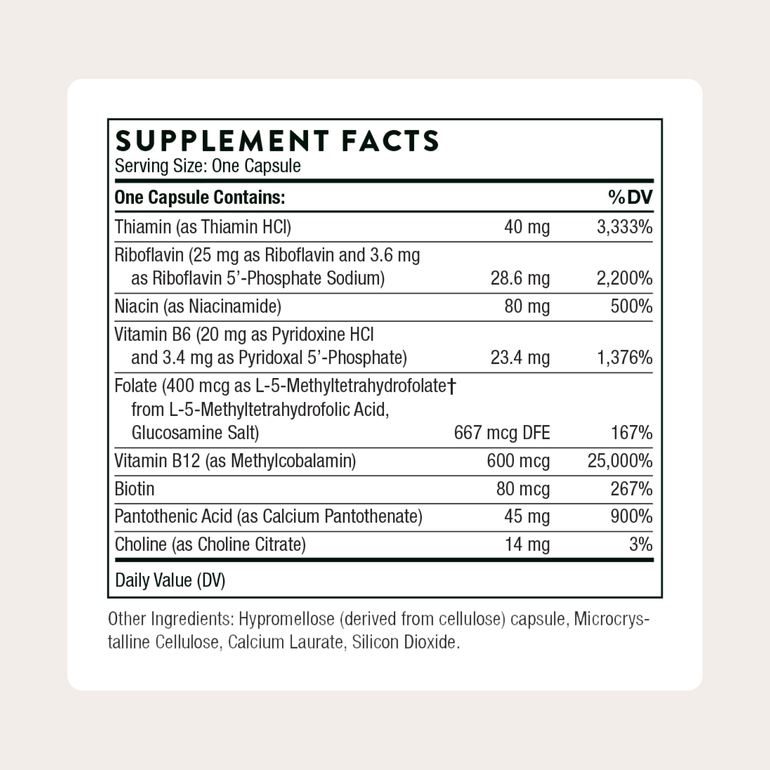 THORNE - B-Complex #12 - Vitamin B Complex with Active B12 and Folate - 60 Capsules THORNE uk supplements