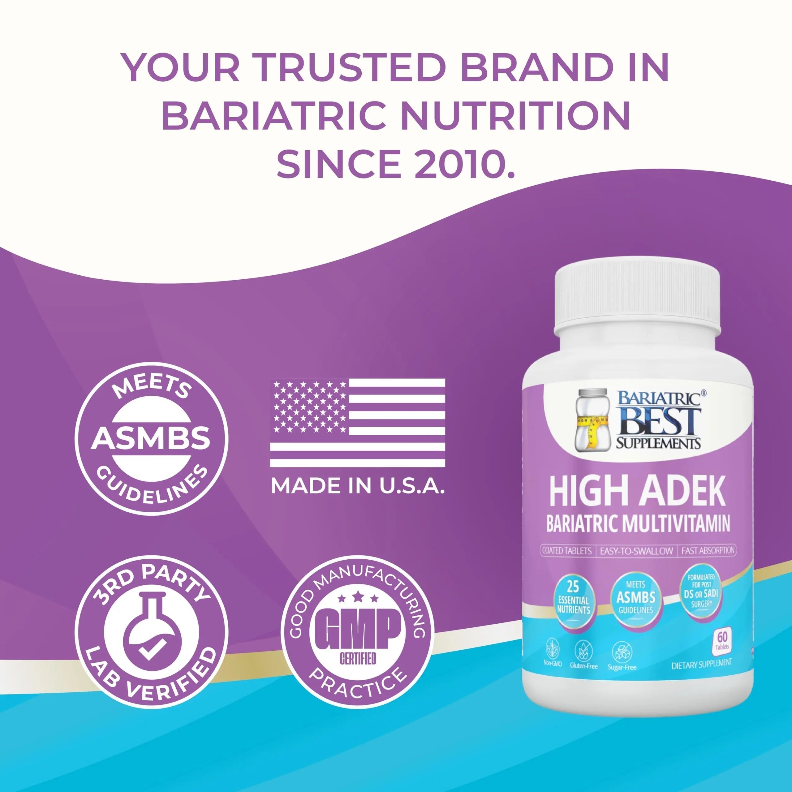 High A D E K Bariatric Multivitamin for Post DS/SADI Surgery, 25 Essential Nutrients for Post-Weight Loss Surgery, 60 Tablets Bariatric Best Supplements uk supplements
