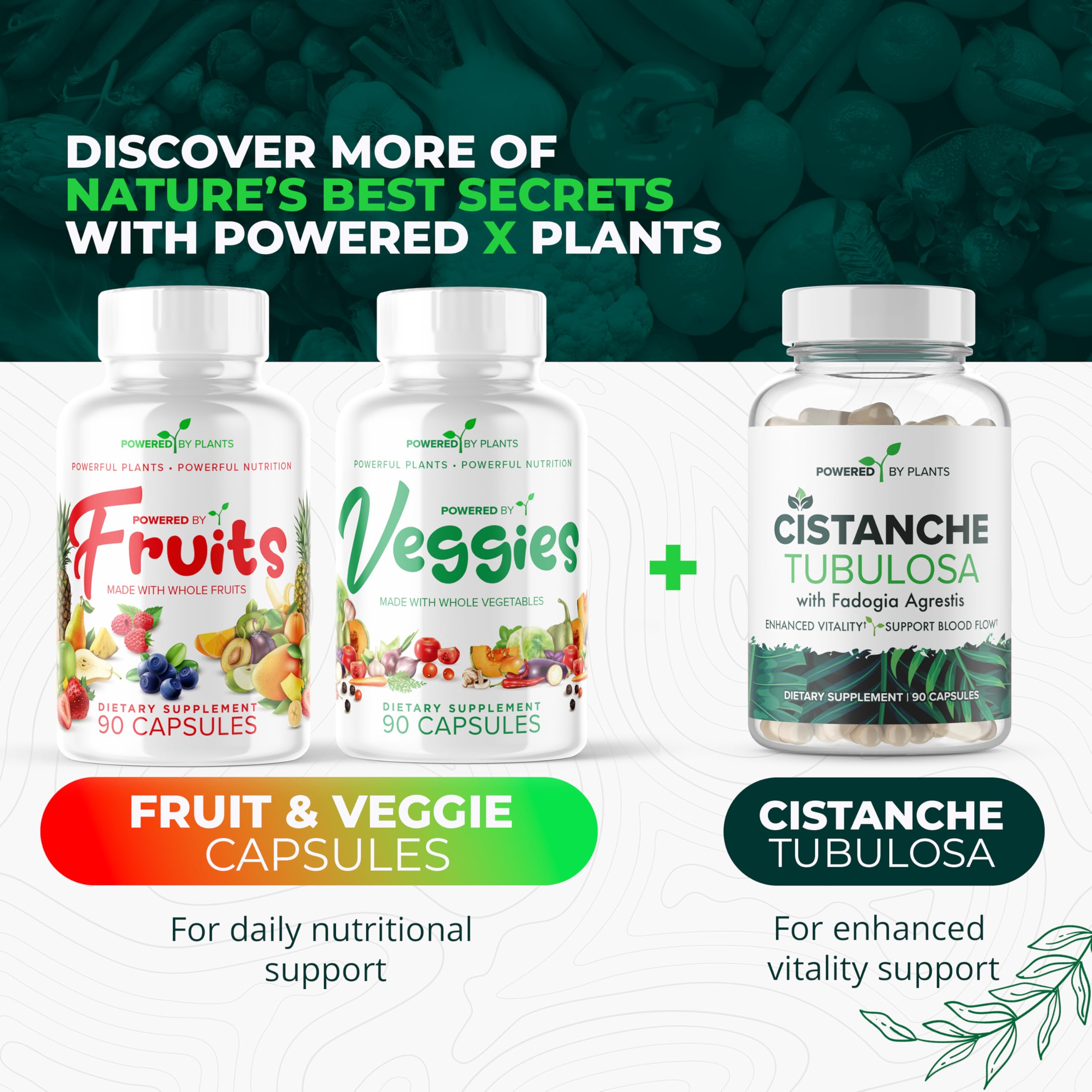 Daily Fruits and Veggies Supplement - 180 Capsules for 30 Days, Non GMO & Gluten Free Superfood with Natural Vitamins - Powered by Plants, 2-Pack POWERED X PLANTS uk supplements