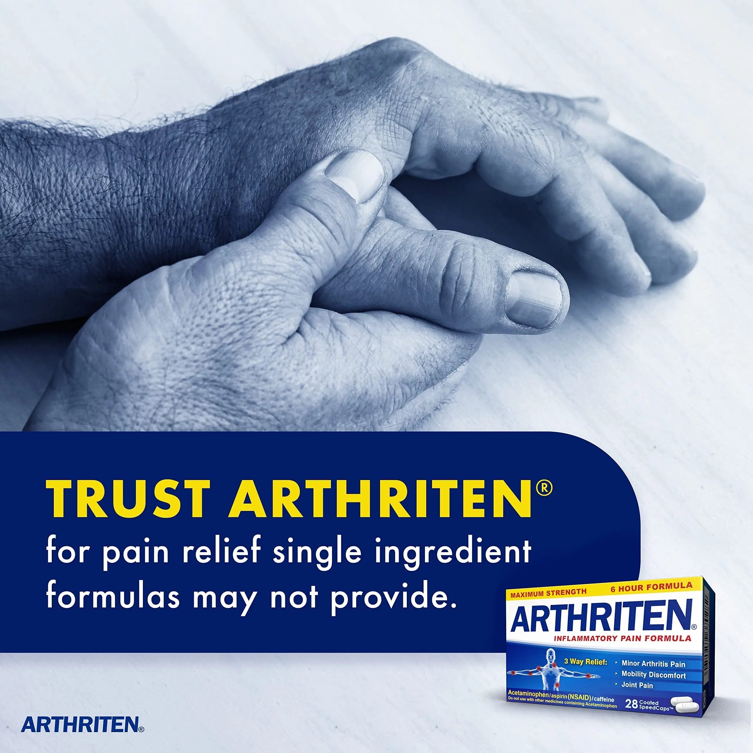 Arthriten Inflammatory Pain Formula Caplets with 3 Active Ingredients: Aspirin, Acetaminophen & Caffeine, White, 28 Count (Pack of 1) Arthriten uk supplements