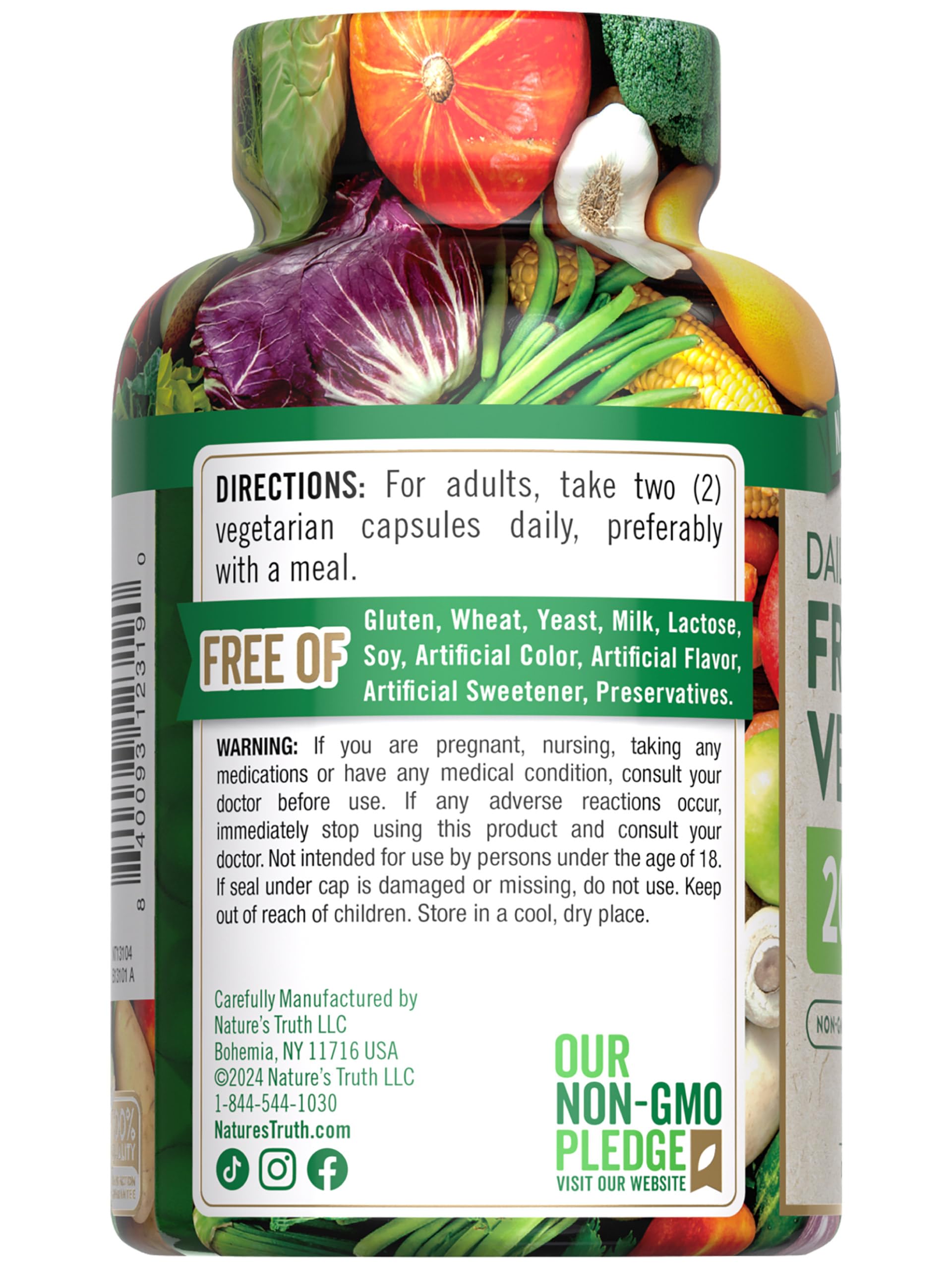 Nature's Truth Fruit and Veggies Supplement | 120 Vegetarian Capsules | 20+ Fruits & Vegetables | Vegetarian, Non-GMO, and Gluten Free Supplement Nature's Truth uk supplements
