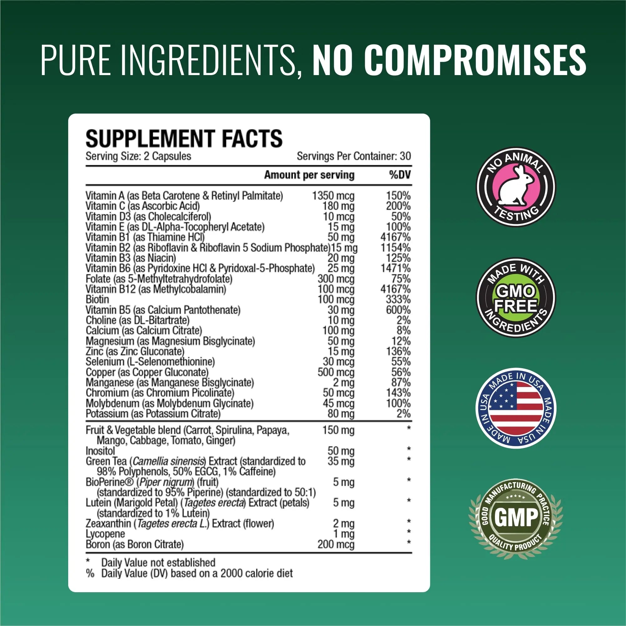 Approved Science Multi-Vitamin - with Full-Spectrum B-Vitamins, Green Tea, Lutein, Lycopene, Zeaxanthin, BioPerine Approved Science uk supplements