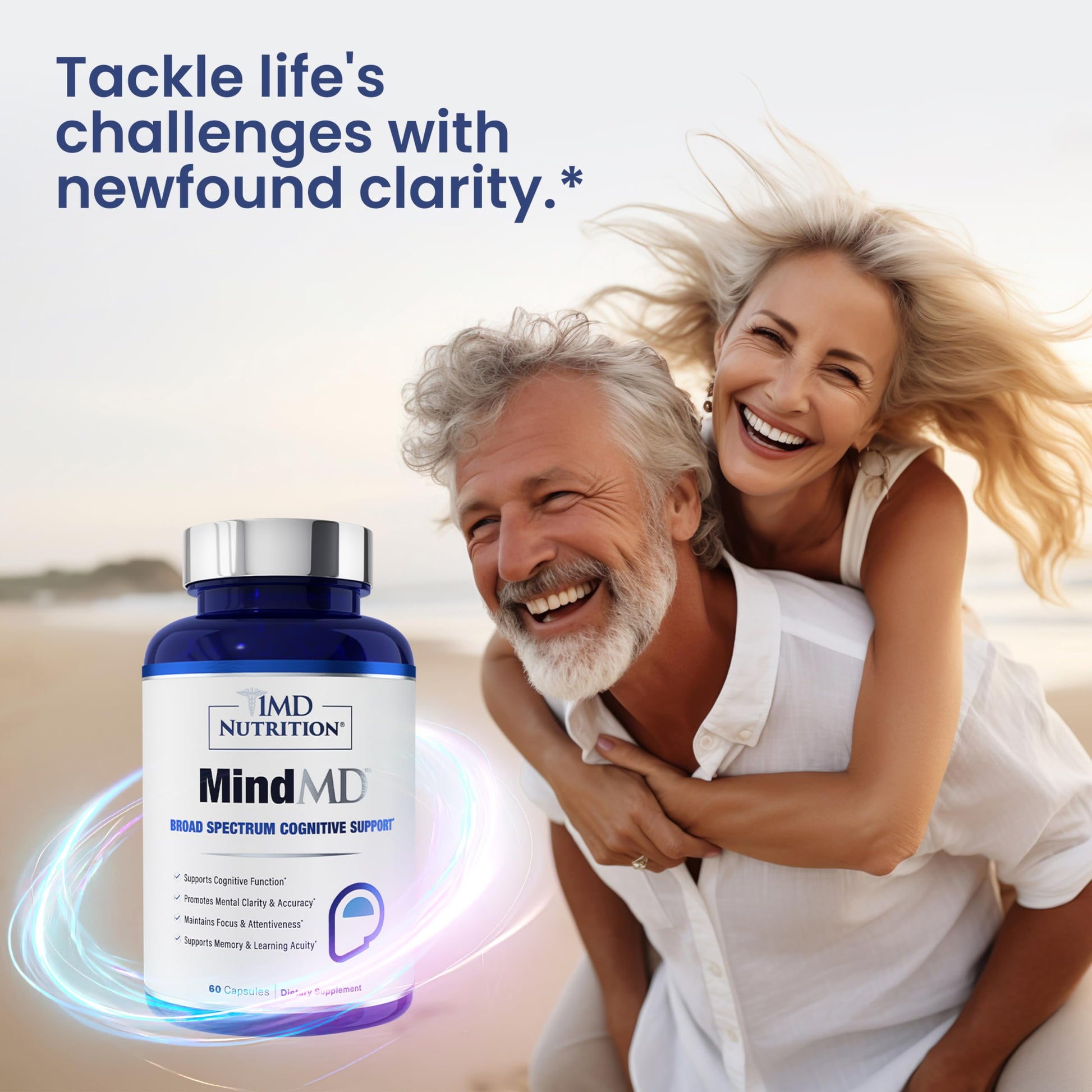 1MD Nutrition MindMD - Brain Supplement for Memory and Focus - Bacopa Monnieri for Nootropic Brain Support - Brain Health Supplement for Adults - with Vitamin B6 & Green Tea Extract - 60 Caps 1MD Nutrition uk supplements